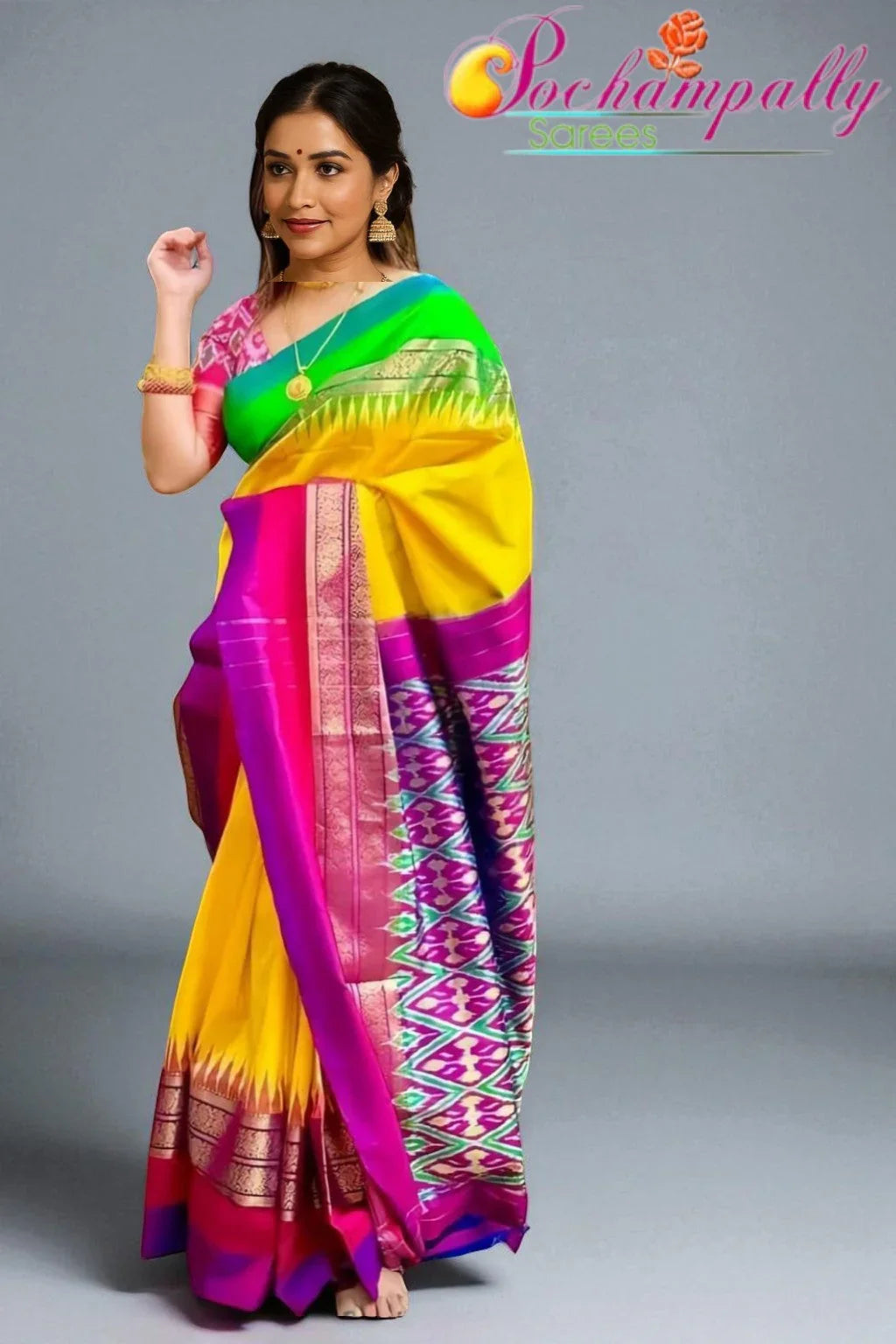 Pure-Pochampally-Ikkat-Silk-Saree-Pochampallysarees.com