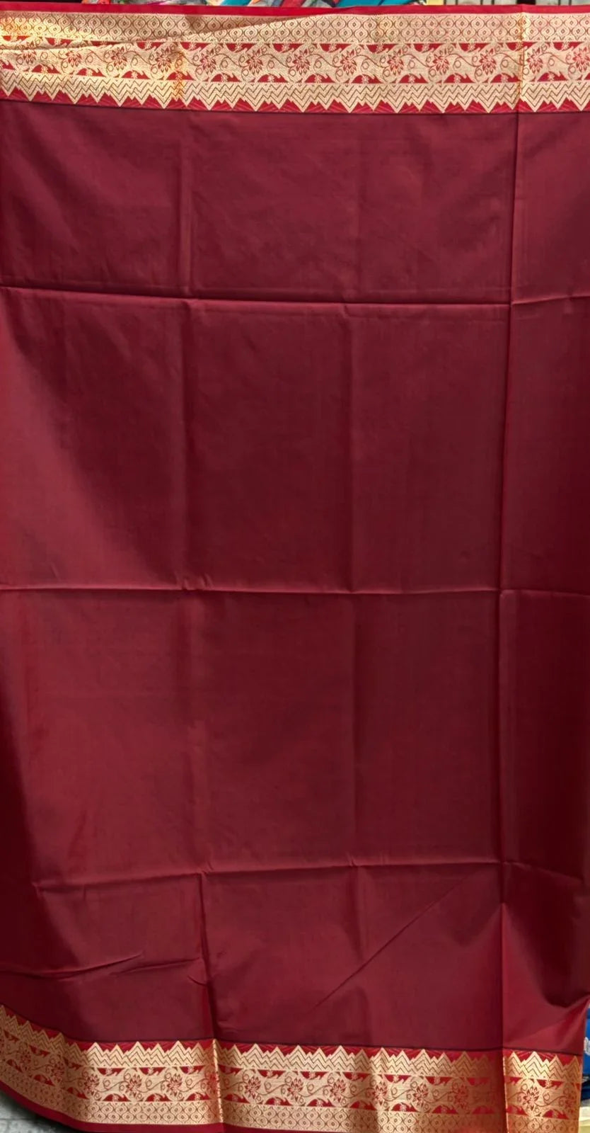 Magnificent Royal Blue Dharmavaram Pattu Saree with Silver Zari and Rich Red Contrast Pallu - pochampallysarees.com