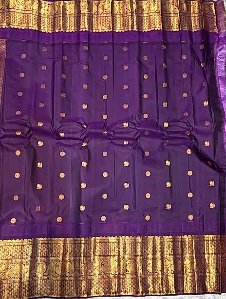 Light Red Checks Gadwal Silk Saree with Chocolate Brown Zari Pallu & Blouse - pochampallysarees.com