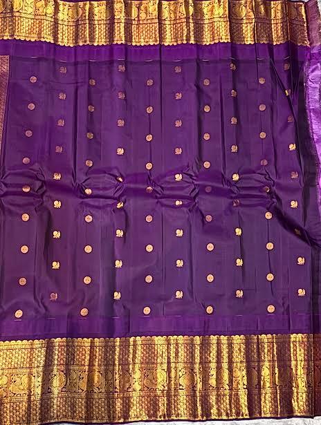 Light Red Checks Gadwal Silk Saree with Chocolate Brown Zari Pallu & Blouse - pochampallysarees.com