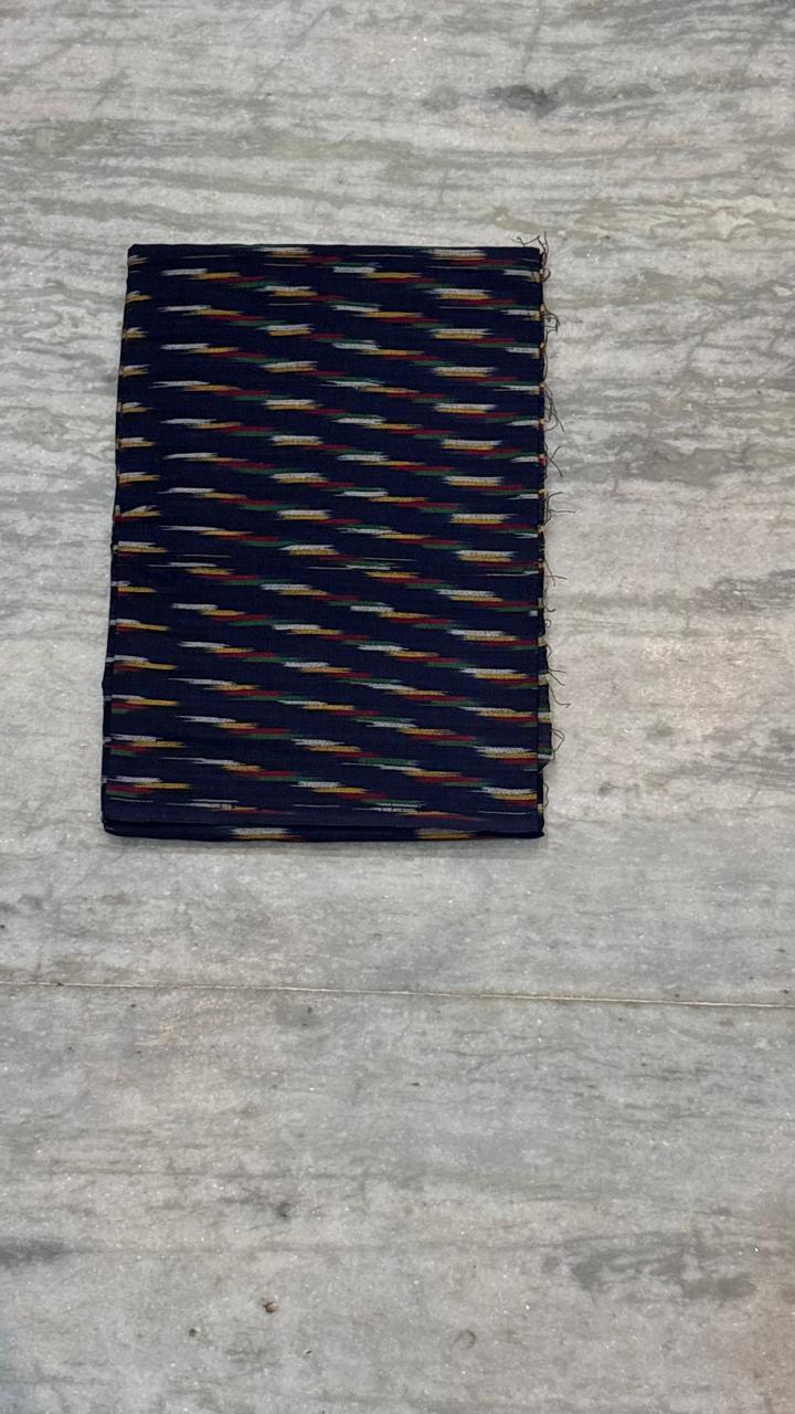 Navy Blue Ikat & Deep Red Handloom Suit Set - pochampallysarees.com