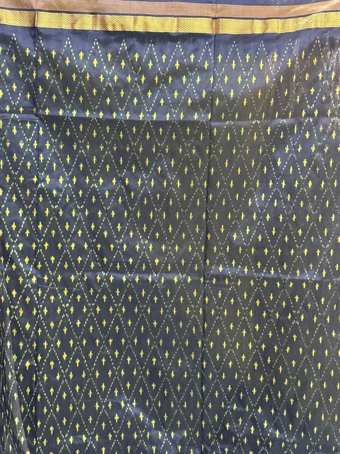 Authentic Pure Ikkat Silk Saree - Lime Green with Navy Blue Temple Border - pochampallysarees.com