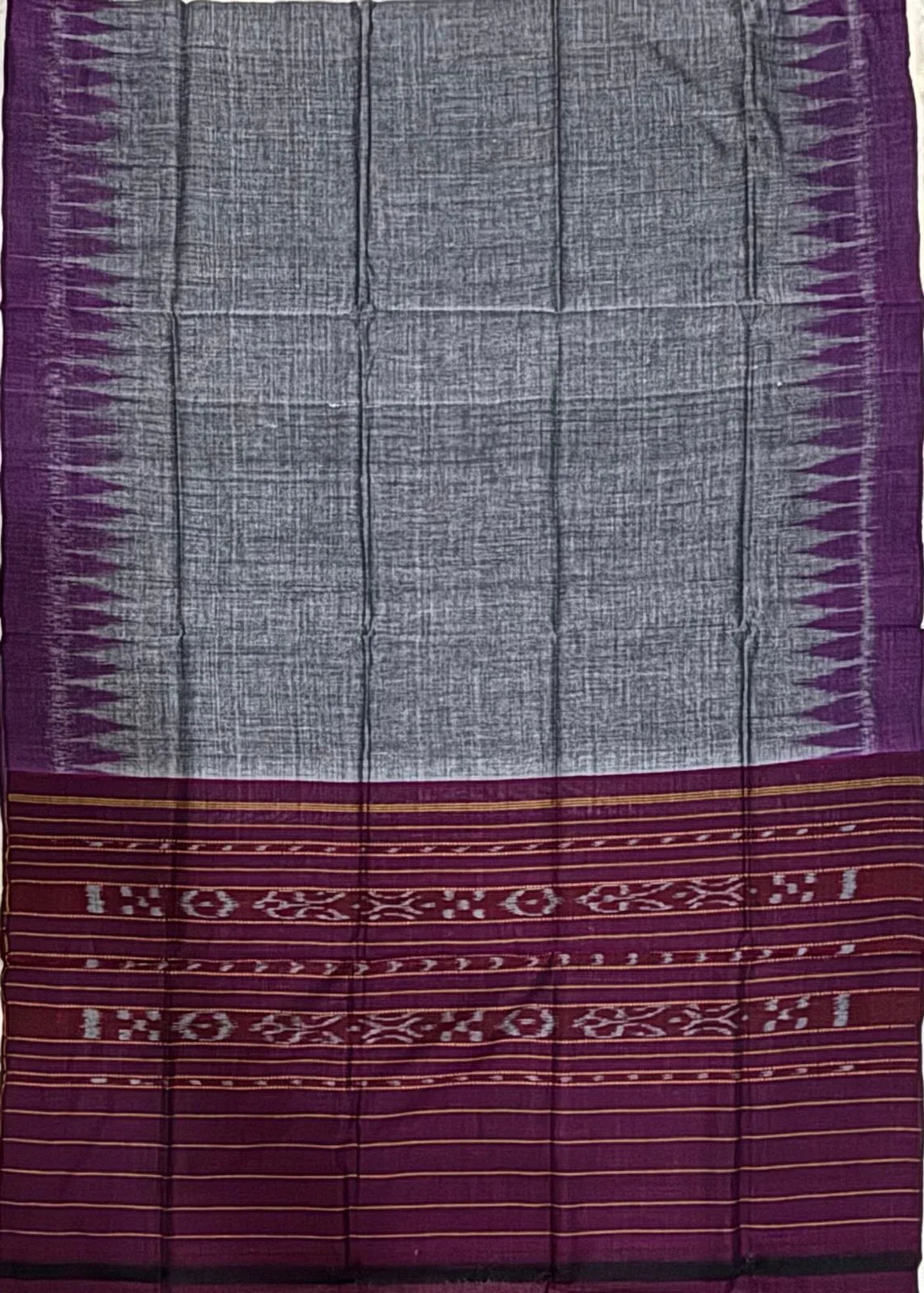 Unstitched Purple & Grey Ikat Cotton Suit Material - pochampallysarees.com
