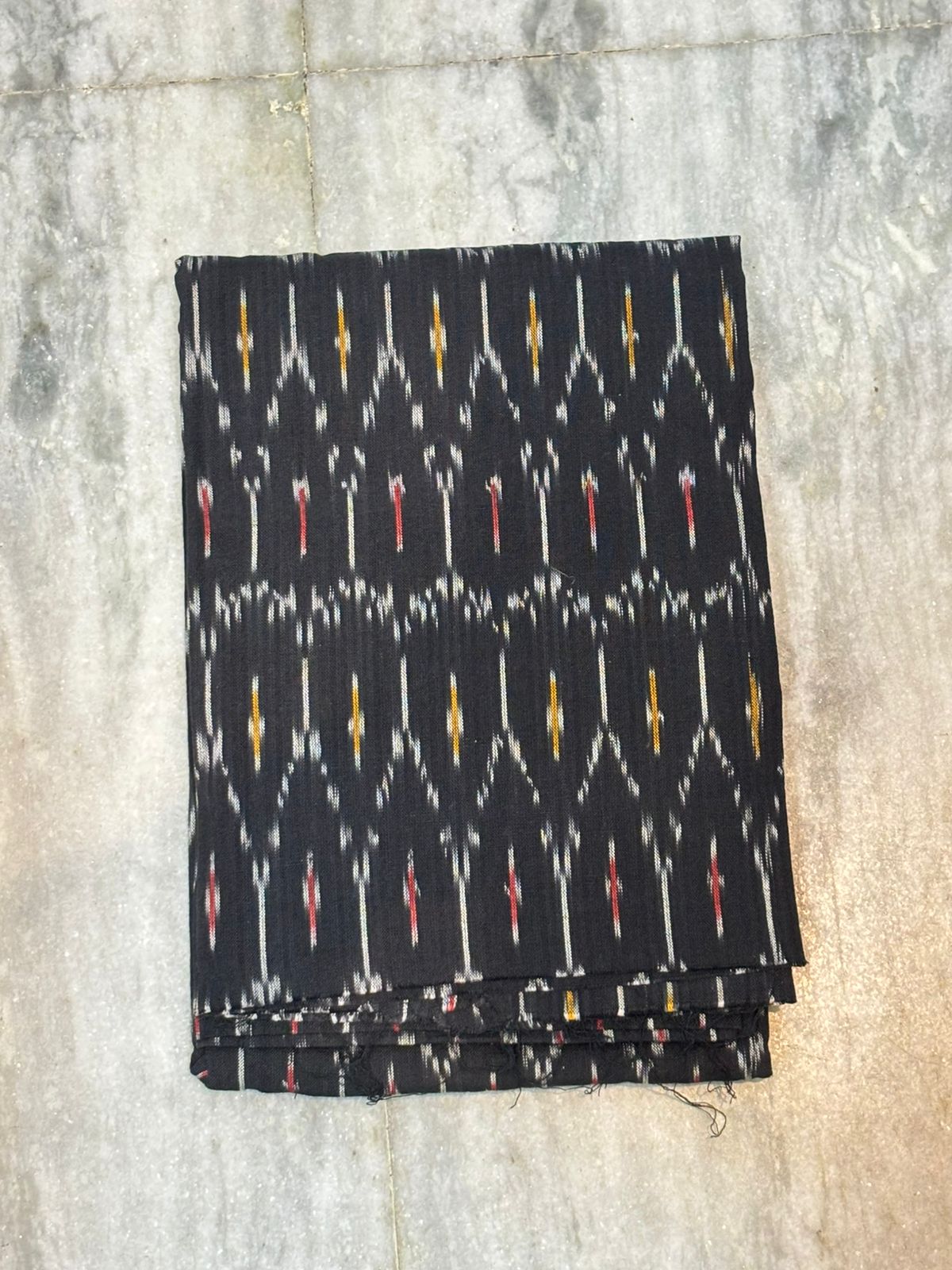 DOUBLE IKAT BLACK WITH RED COLOR DRESS MATERIAL-B5