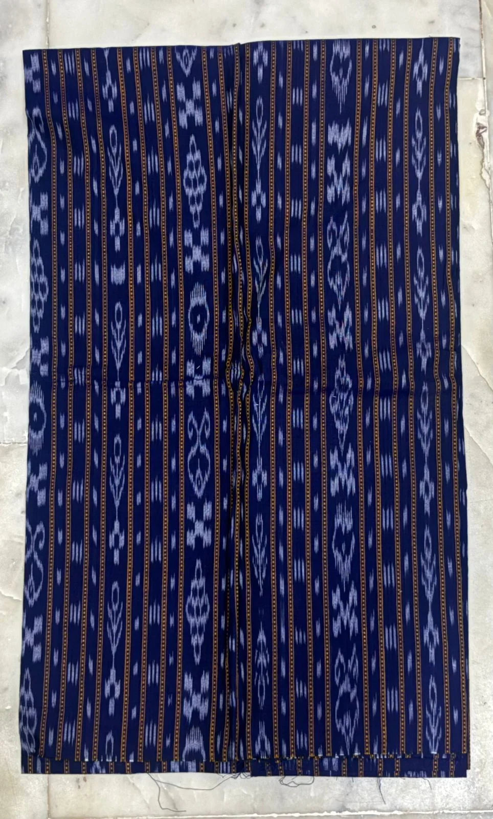 Unstitched Blue & Grey Ikat Cotton Suit Material - pochampallysarees.com