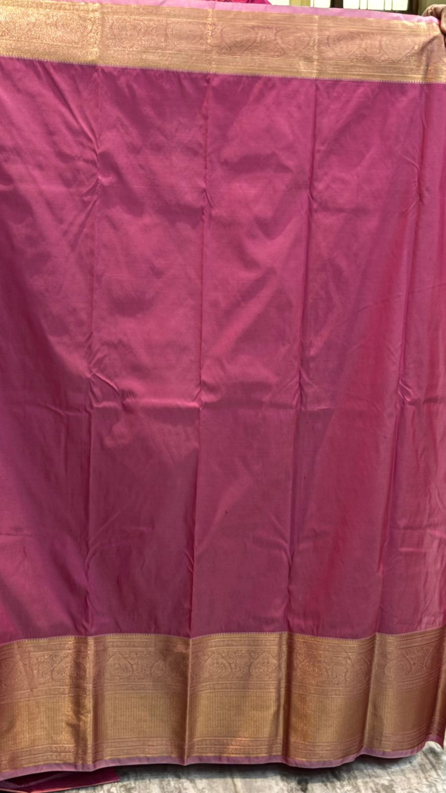 Pure Handloom Fuchsia Pink & Gold Kanjivaram Silk Saree