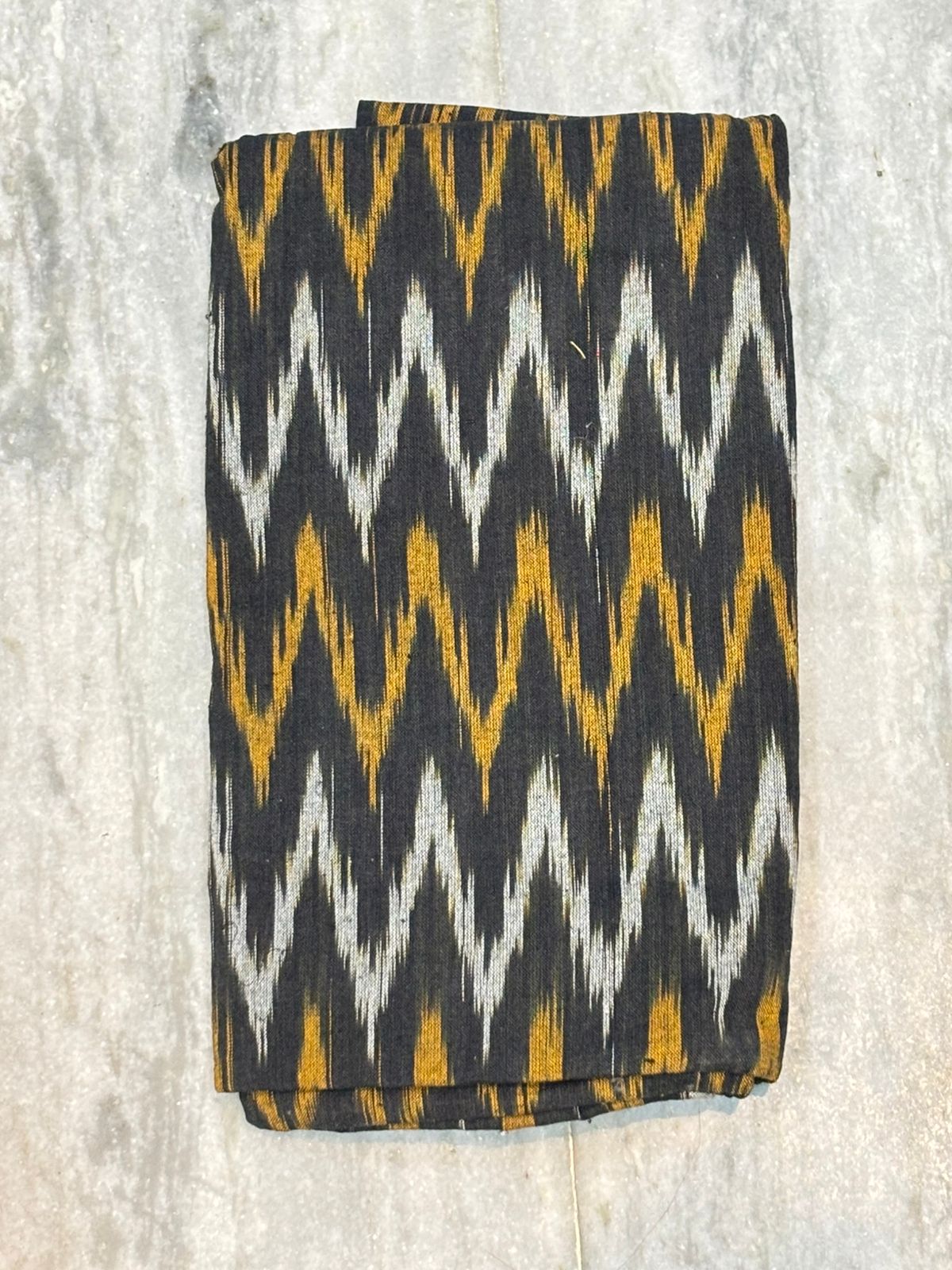 DOUBLE IKAT COTTON COFFE BROWN COLOR DRESS MATERIAL -C46