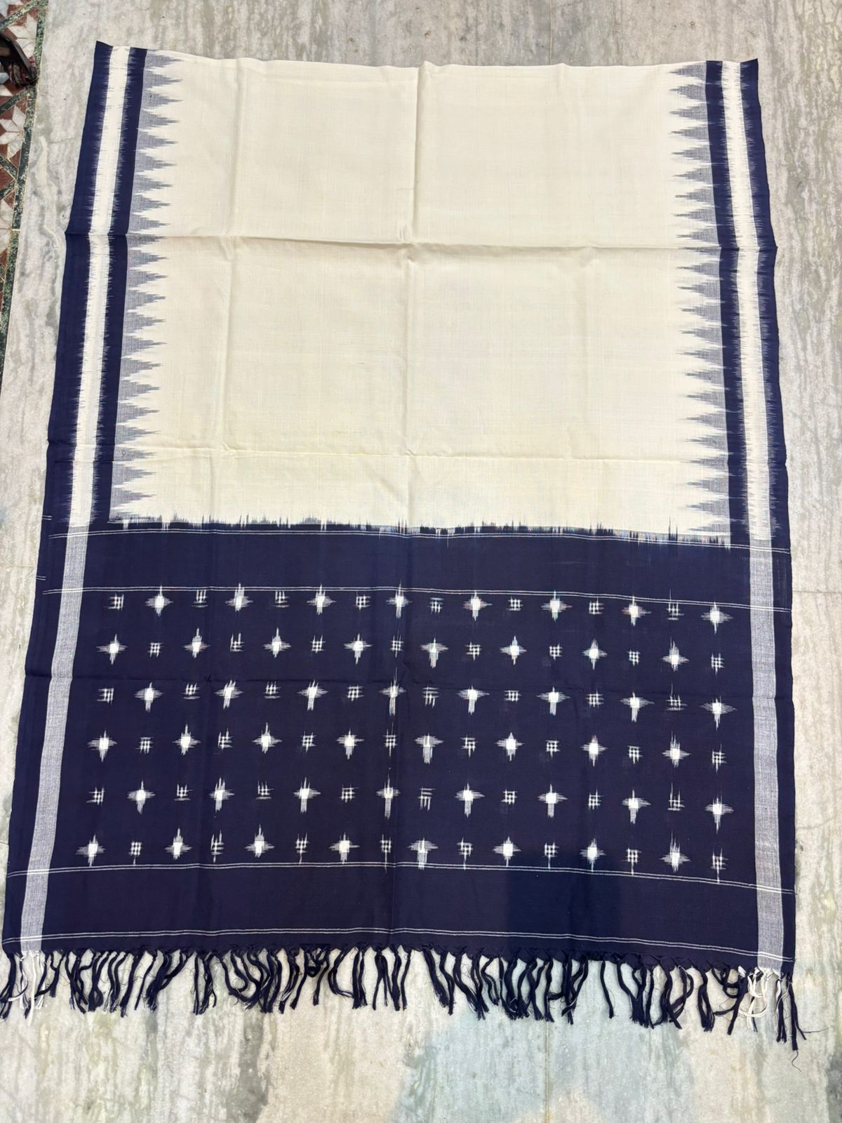 Pochampally Ikkat Cotton Suit Navy Blue Set C12