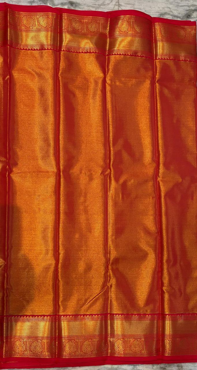 Luxurious Purple Dharmavaram Silk Saree with Gold Zari and Red Accents - pochampallysarees.com