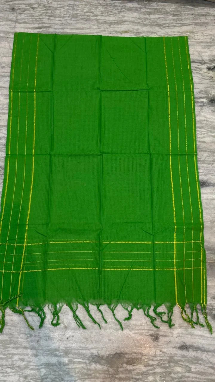 Purple Zig-Zag Ikat & Emerald Green Handloom Suit Set - pochampallysarees.com
