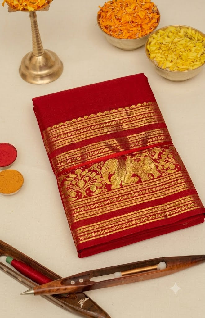 Kanchipuram Pattu Silk Saree – Royal Red