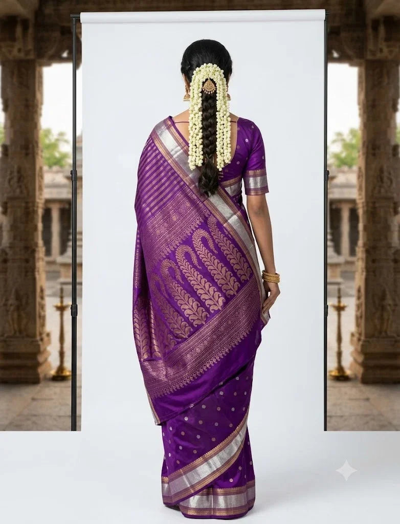 Elegant Purple Kanchi Soft Silk Saree with Zari Border - pochampallysarees.com