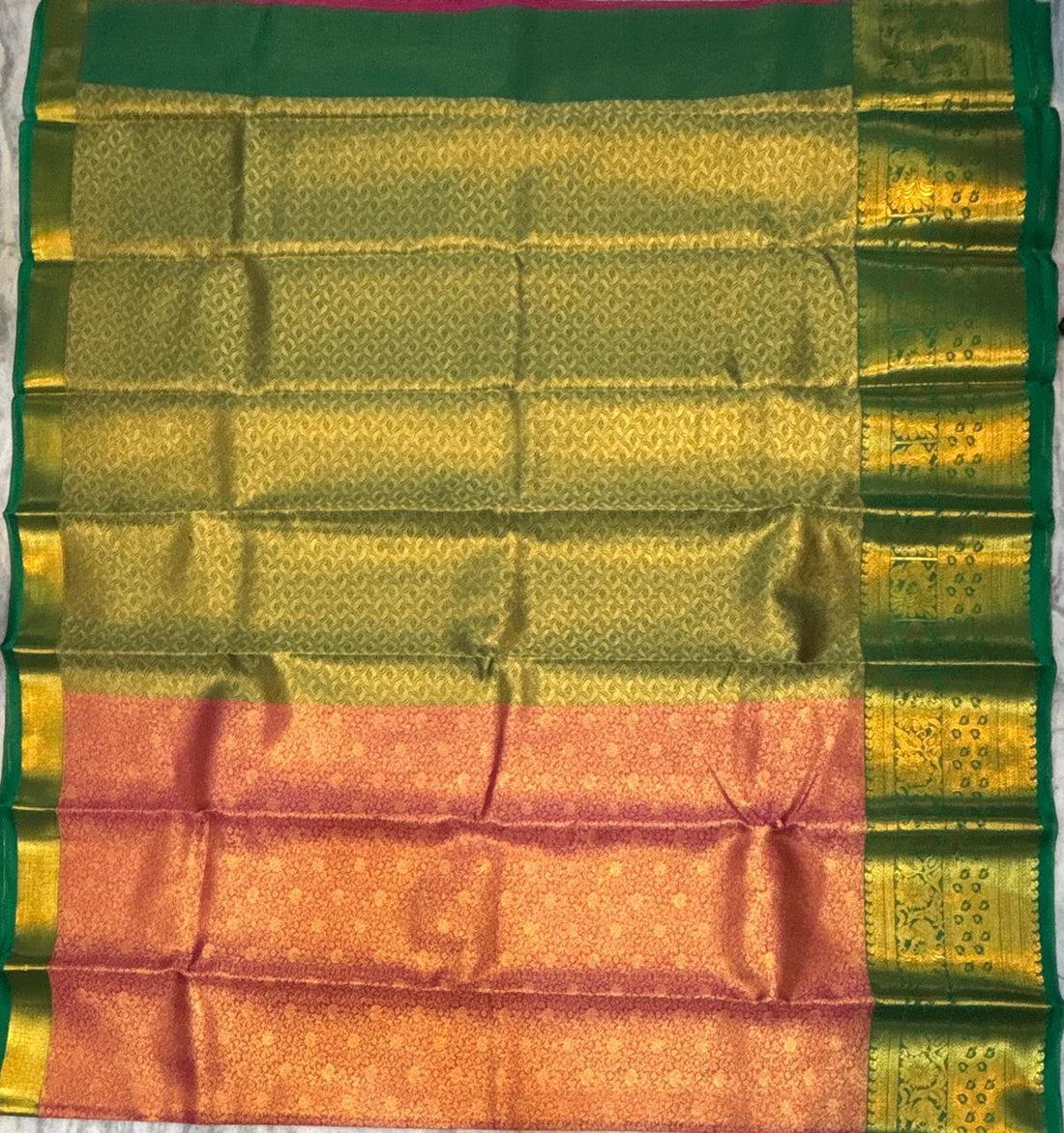 Dharmavaram Pattu Silk Saree – Red & Green - pochampallysarees.com