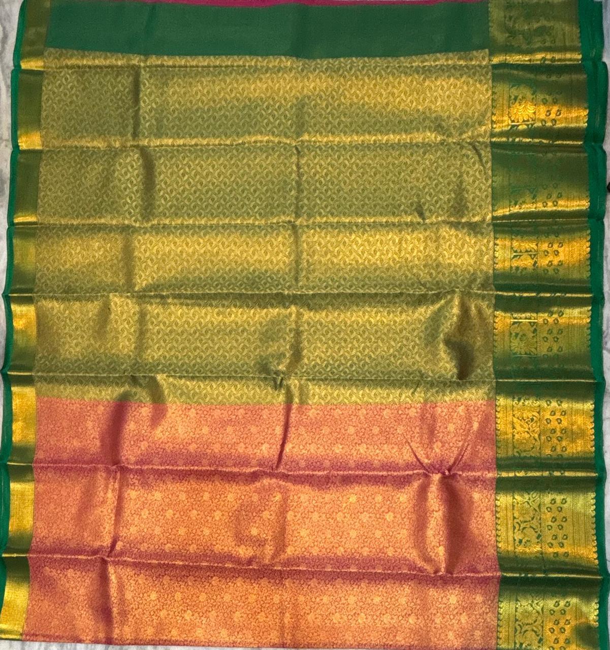 Dharmavaram Pattu Silk Saree – Red & Green - pochampallysarees.com