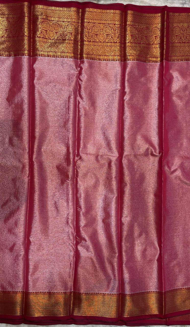 Dharmavaram Pattu Silk Saree – Sky Blue with Traditional Maroon Pallu & Zari Border - pochampallysarees.com