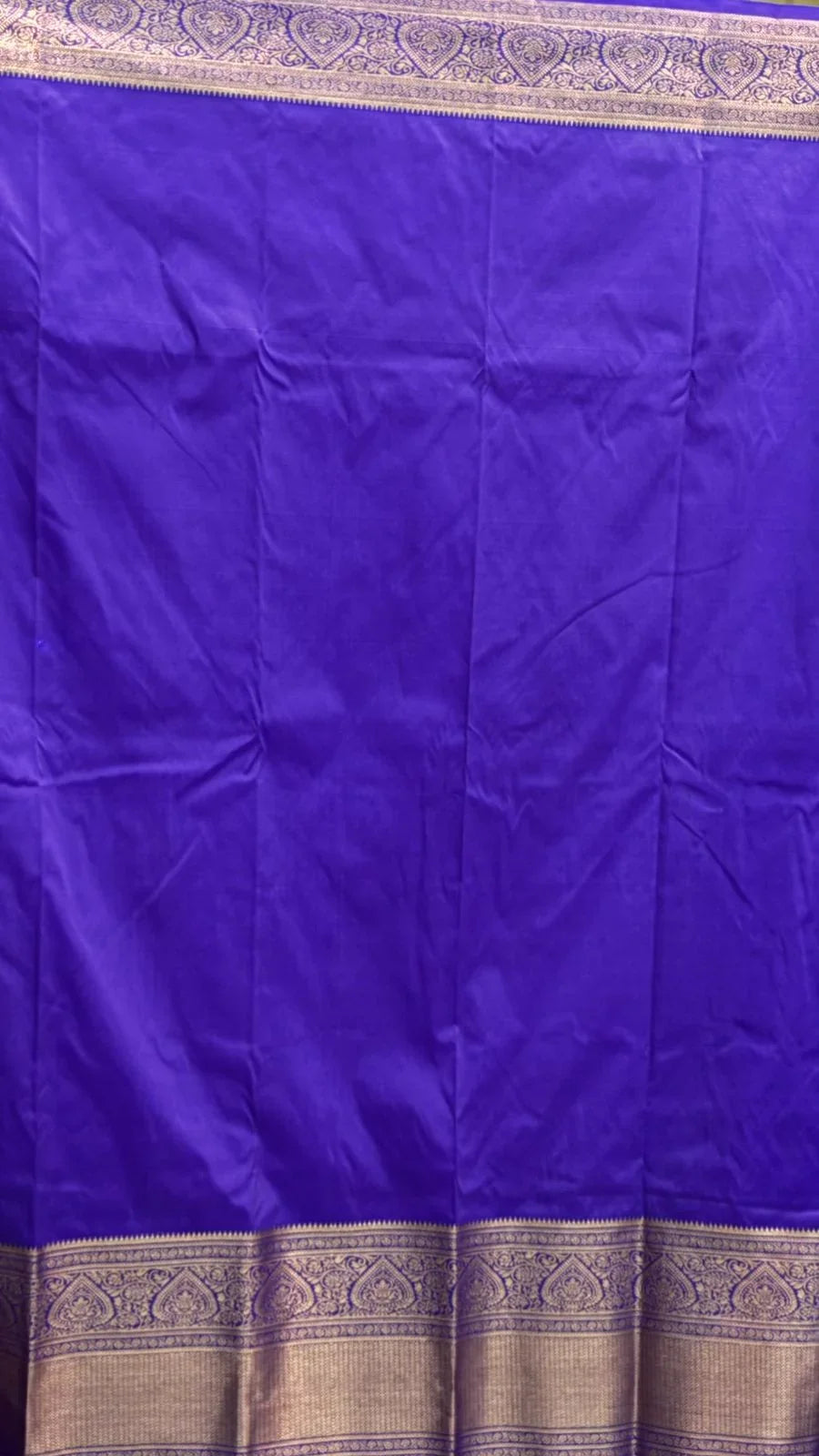 Authentic Vibrant Violet Dharmavaram Silk Saree with Heavy Gold Zari Borde - pochampallysarees.com