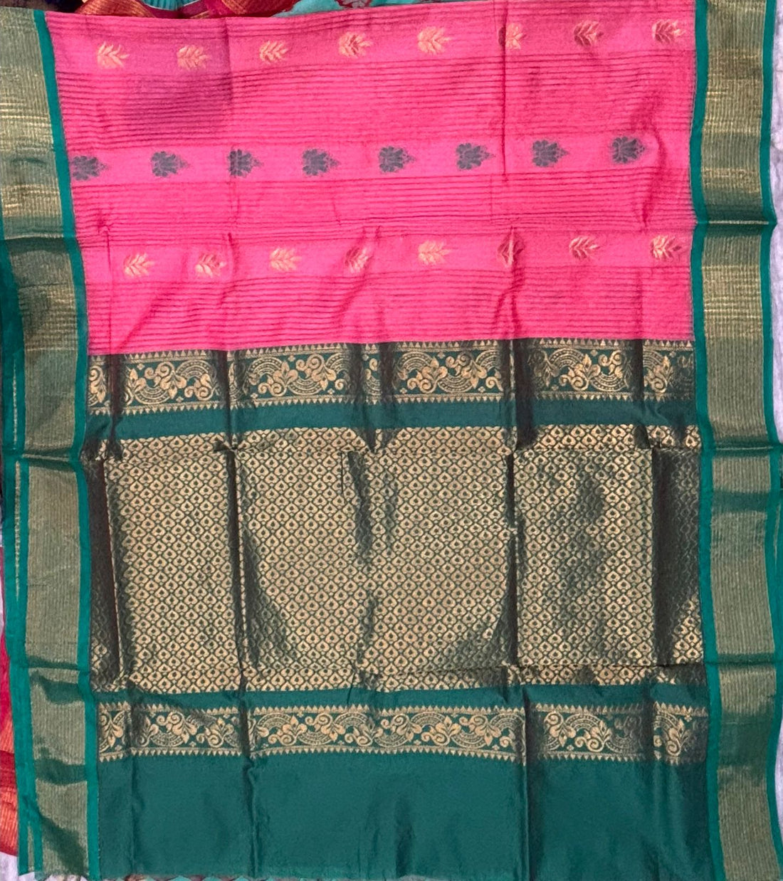 Rani Pink & Green Kuppadam Pattu Saree