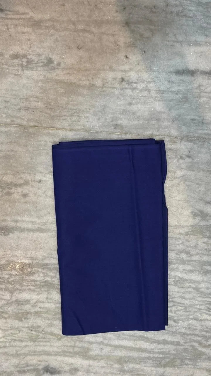 Pure Handloom Zig-Zag Ikat Charcoal Grey and Royal Blue Unstitched Suit Set - pochampallysarees.com