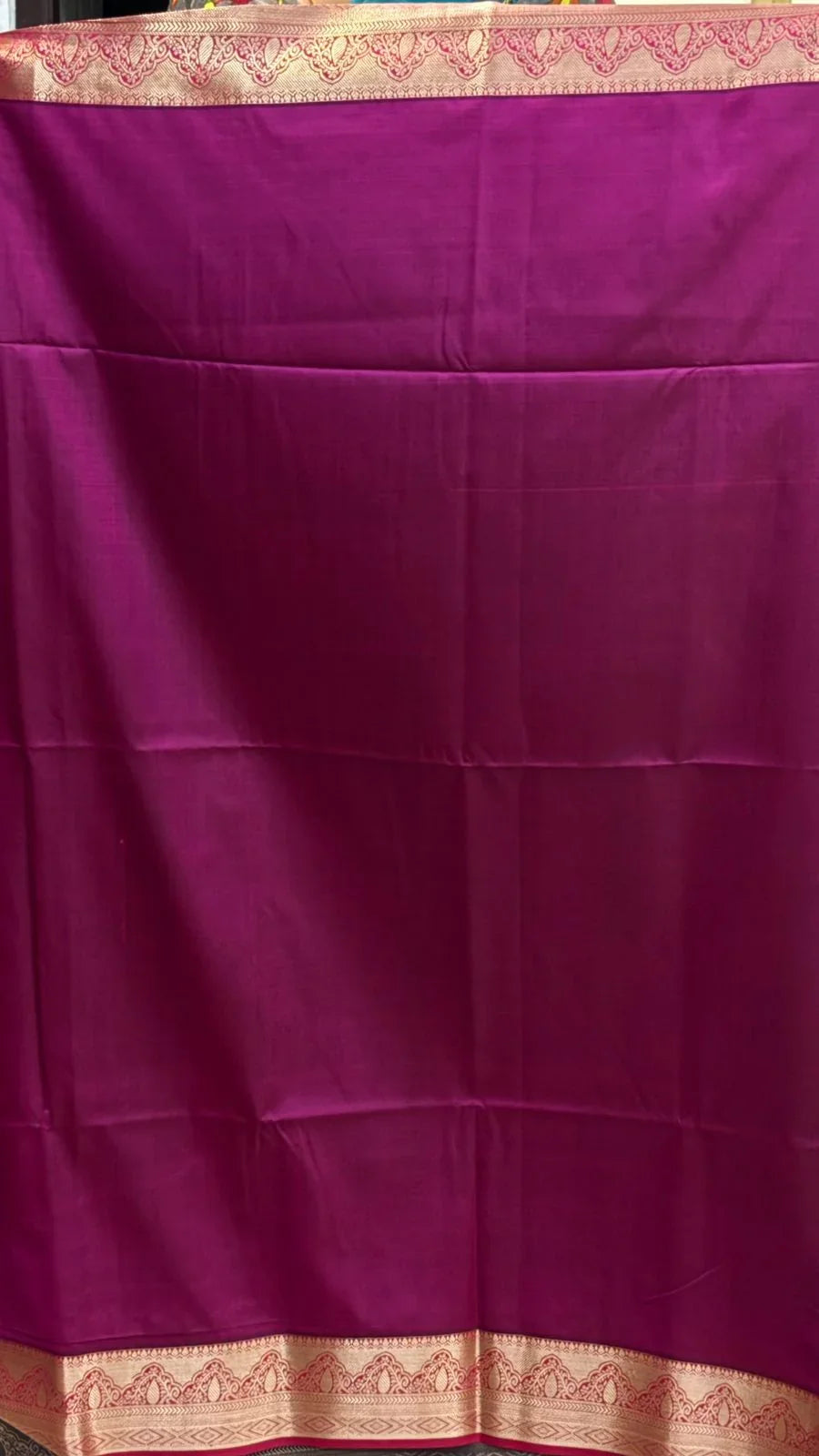 Dharmavaram Pattu Traditional Teal Blue Silk Saree with Magenta Gold Zari Border & Pallu - pochampallysarees.com