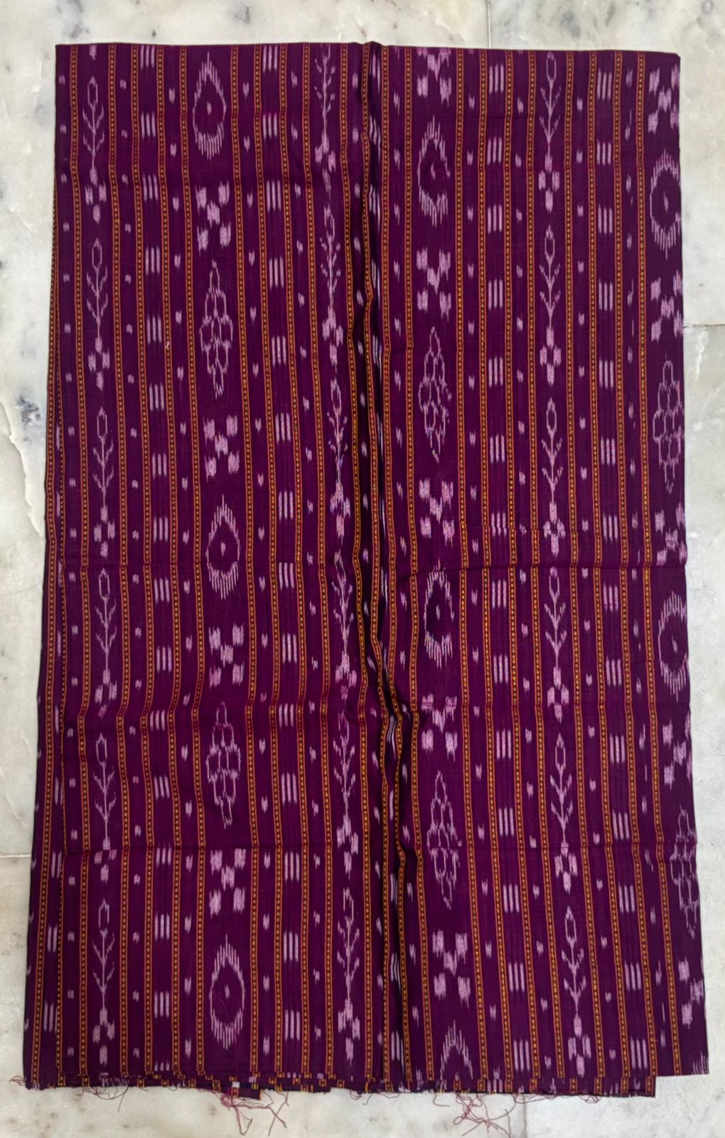 Unstitched Purple & Grey Ikat Cotton Suit Material