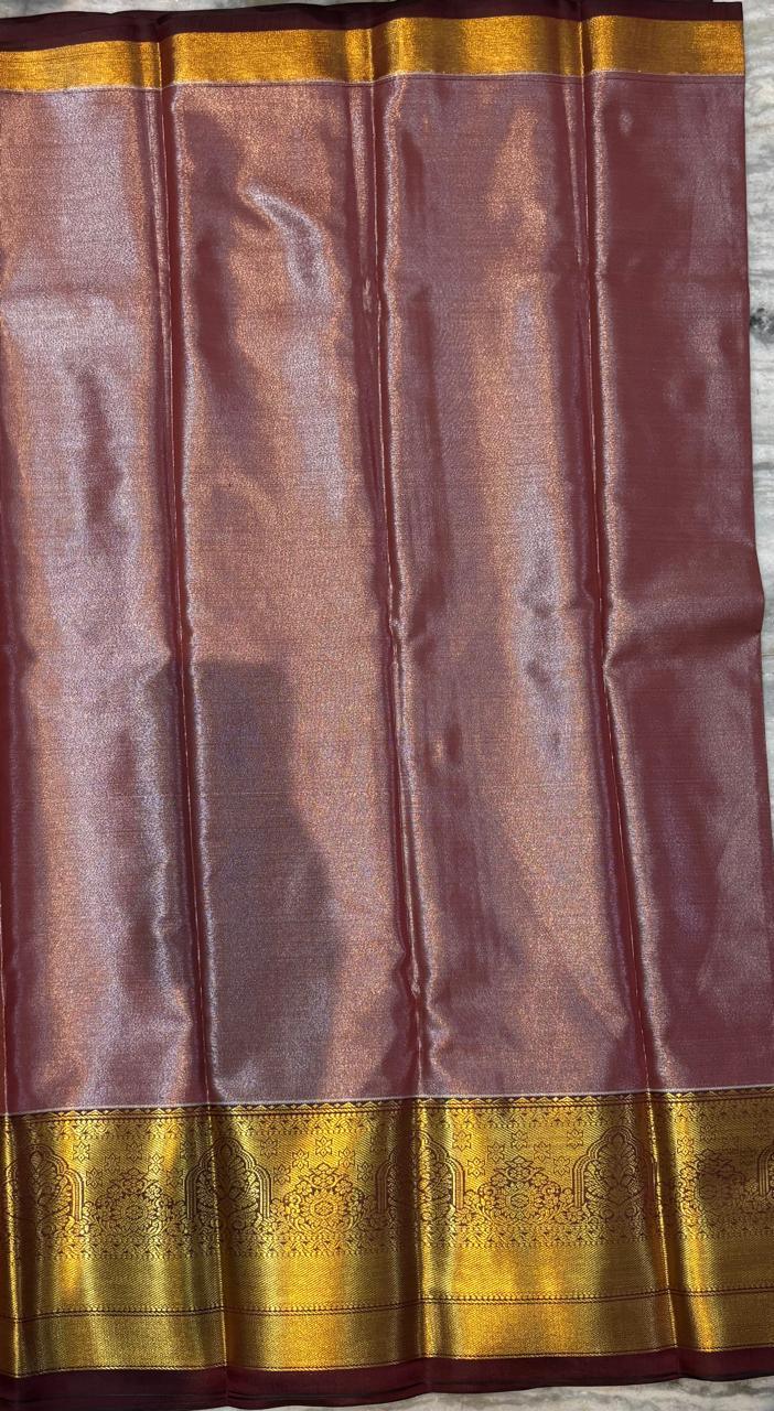 Dharmavaram Pattu Silk Saree – Mustard Yellow & Chocolate Brown - pochampallysarees.com