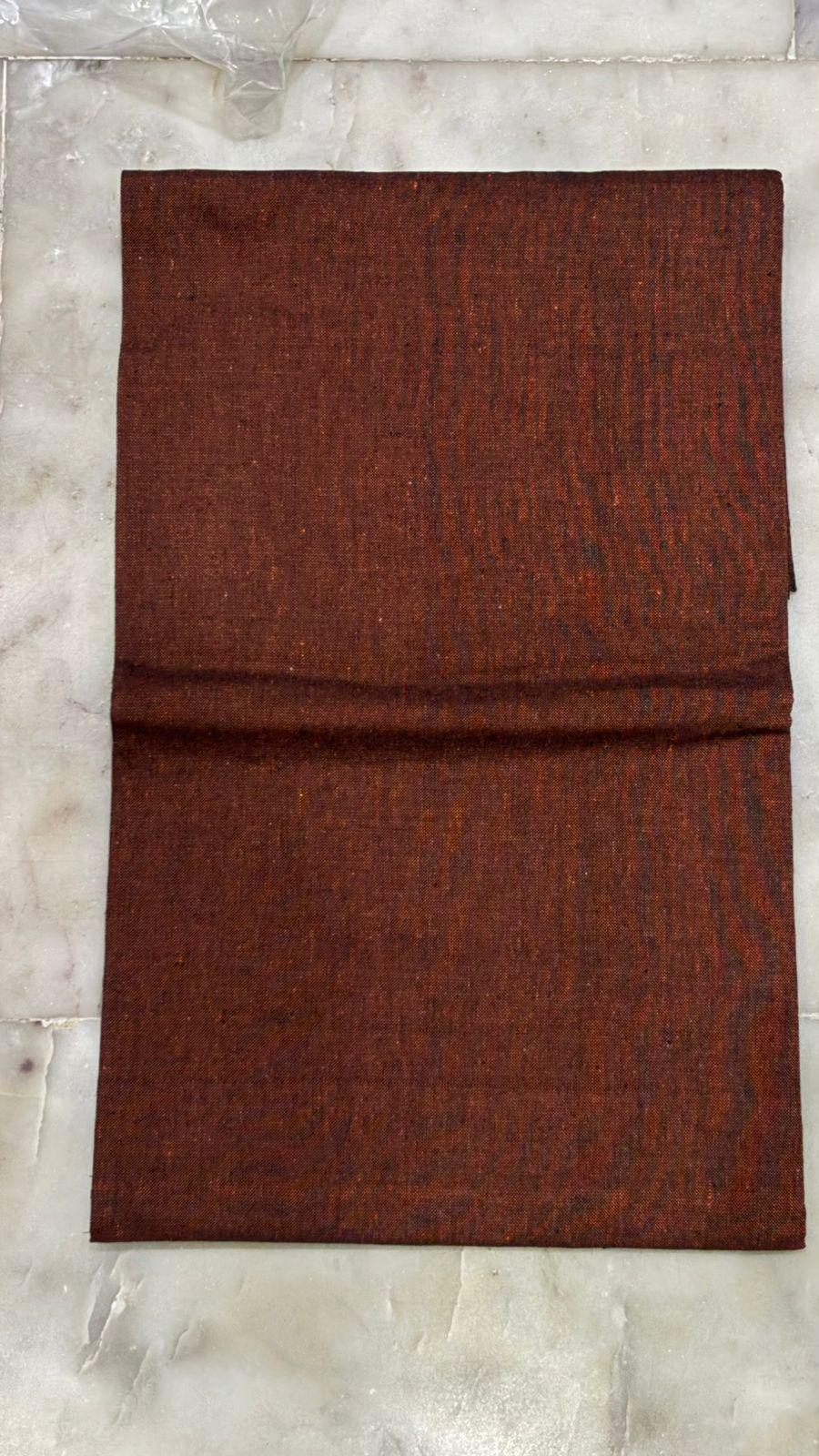Handloom Ikat Grey and Terracotta Unstitched Suit Set - pochampallysarees.com