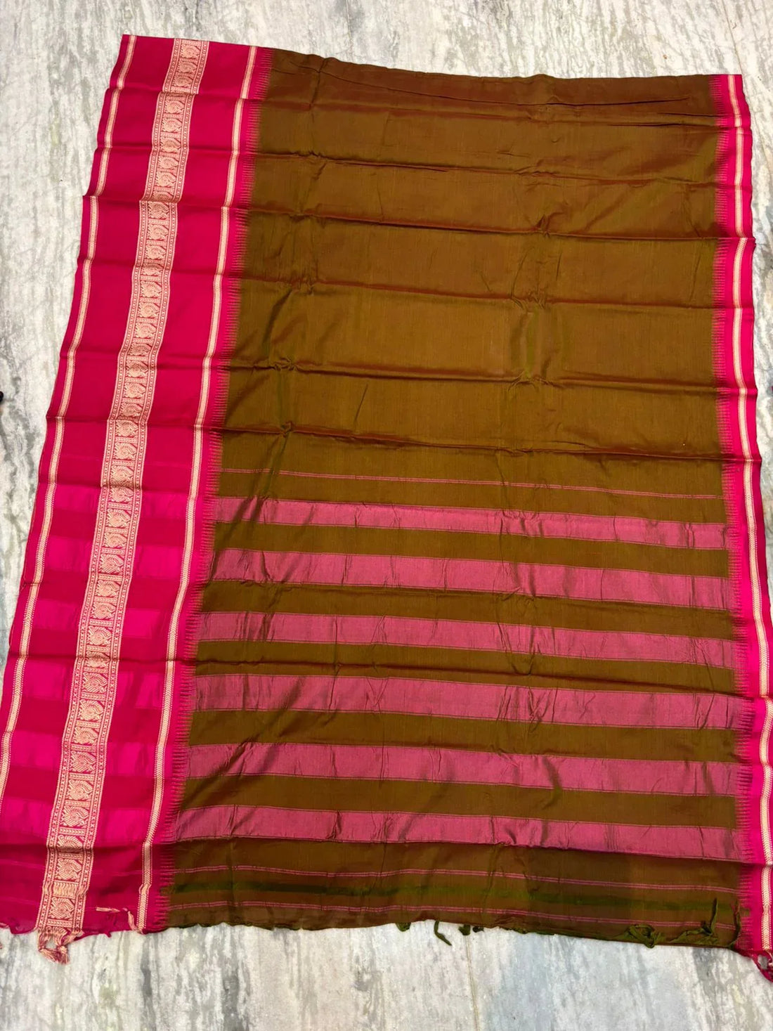 NARAYANPET SAREE BROWN COLOR - pochampallysarees.com