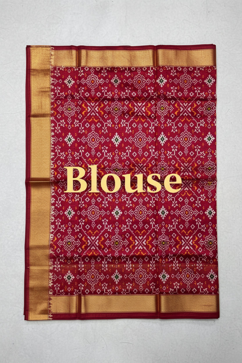 Bottle Green & Maroon Pochampally Ikkat Silk Saree