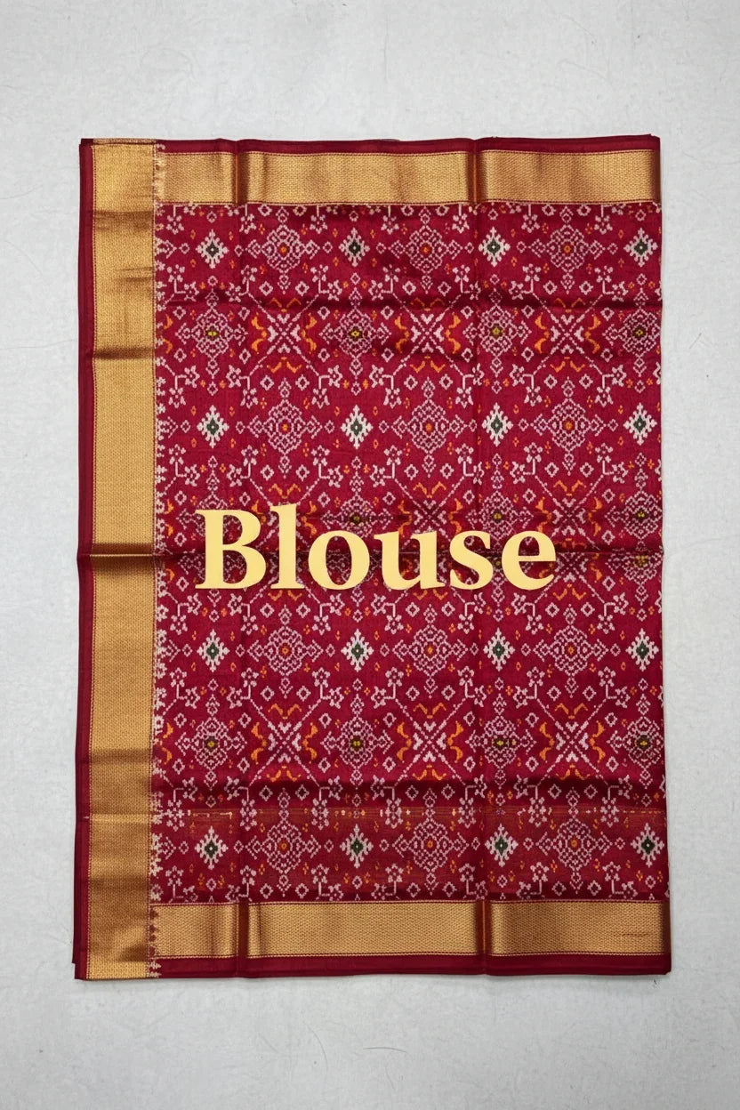 Bottle Green & Maroon Pochampally Ikkat Silk Saree - pochampallysarees.com