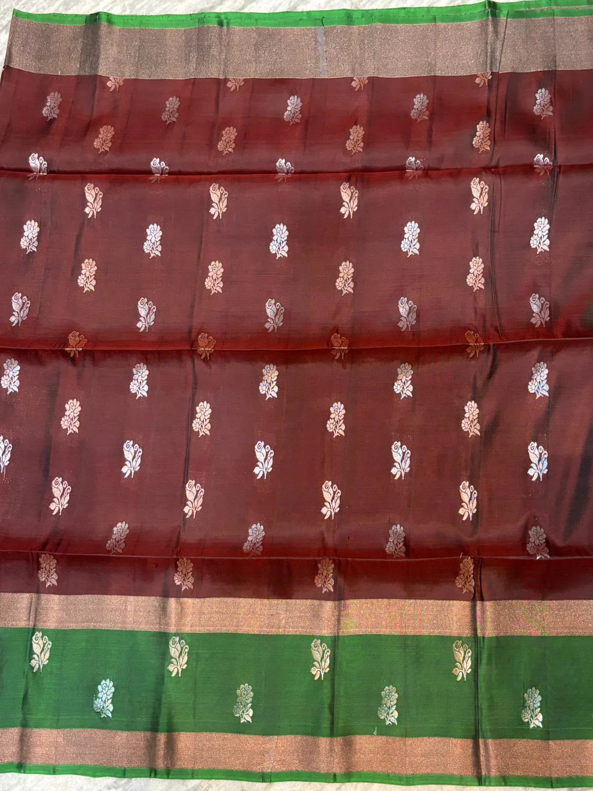 Elegant Maroon and Green Pure Soft Silk Saree with Rich Zari Pallu - pochampallysarees.com