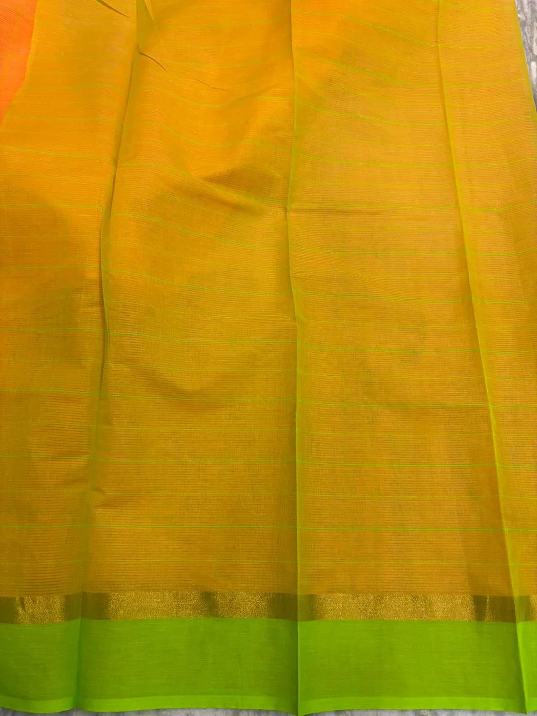MANGALAGIRI COTTONS BODY ORANGE CHECKS DESIGNER BORDER ZARI PALLU AND BLOUSE RUNNING