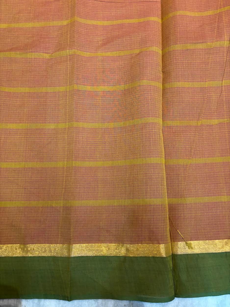 MANGALAGIRI COTTONS BODY MAROON CHECKS DESIGNER BORDER ZARI PALLU AND BLOUSE RUNNING - pochampallysarees.com