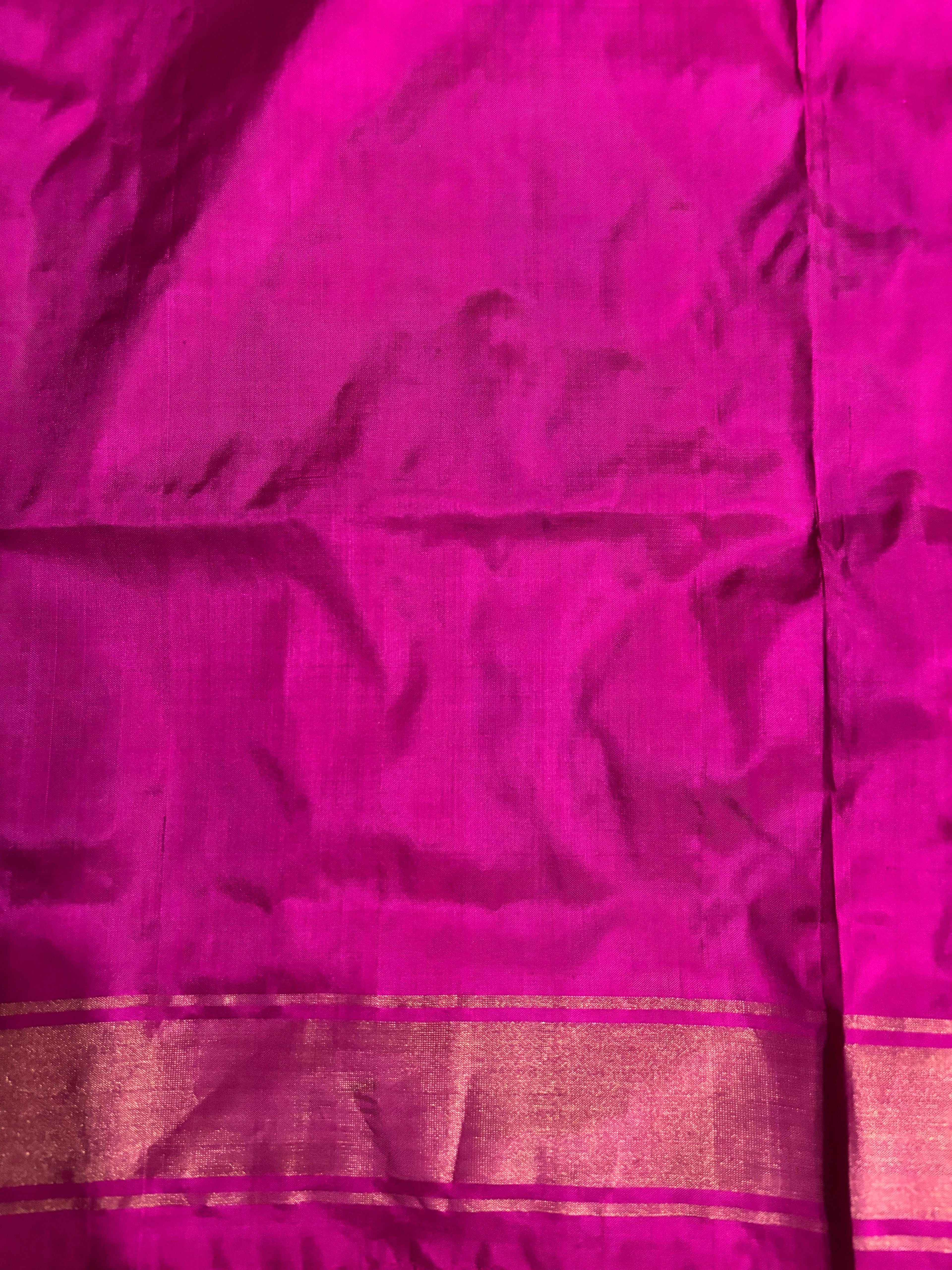 Pochampally Ikat Patola Purple With Pink Sari - pochampallysarees.com
