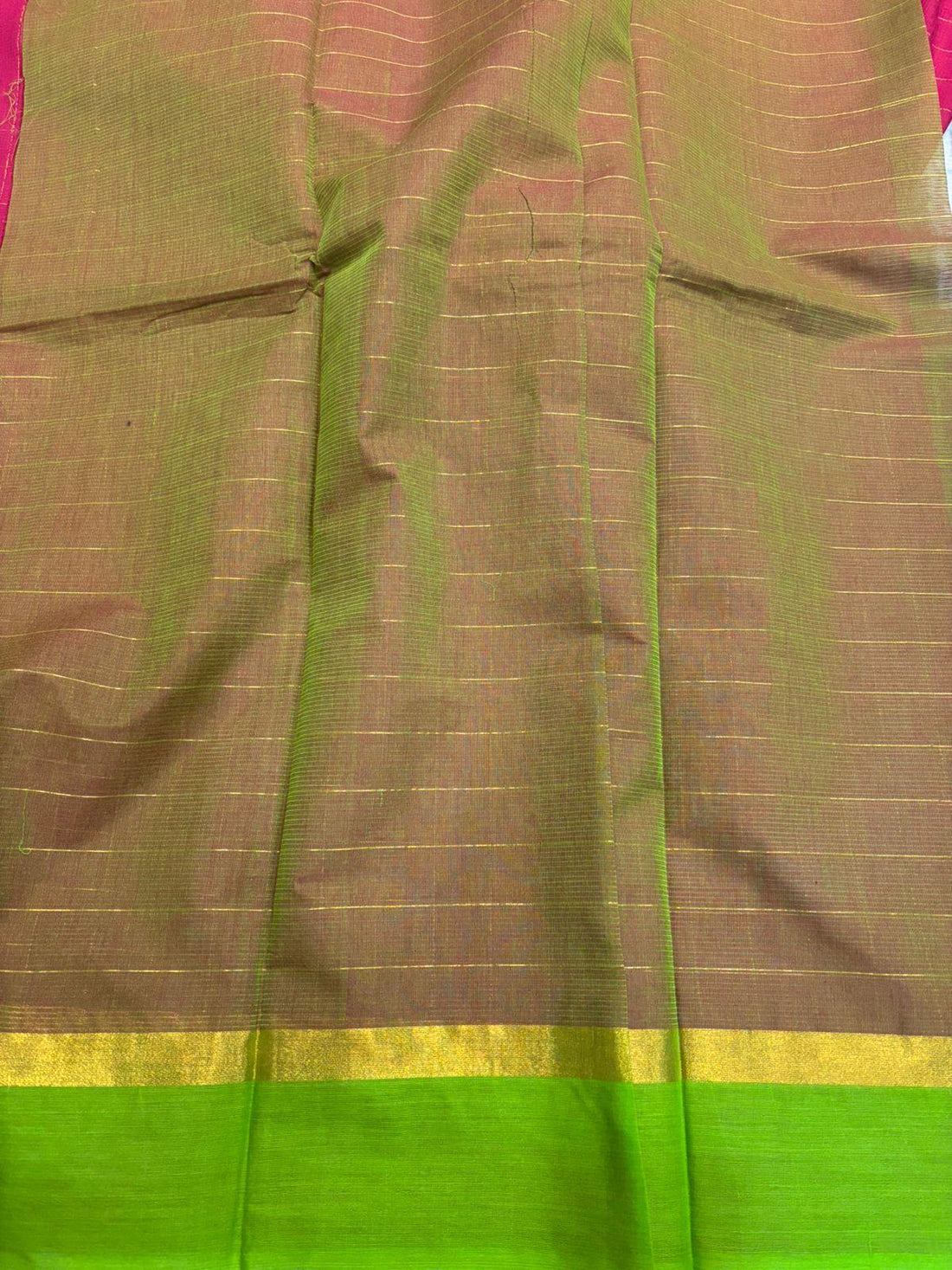 MANGALAGIRI COTTONS BODY RED CHECKS DESIGNER BORDER ZARI PALLU AND BLOUSE RUNNING