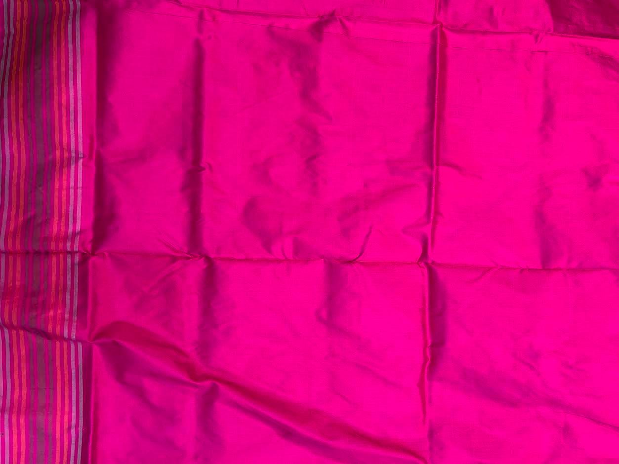 POCHAMPALLY IKKAT SILK PATOLA MIDDLE PINK BORDER AND PALLU PINK ZARI BORDER RICH PALLU SAREE - pochampallysarees.com