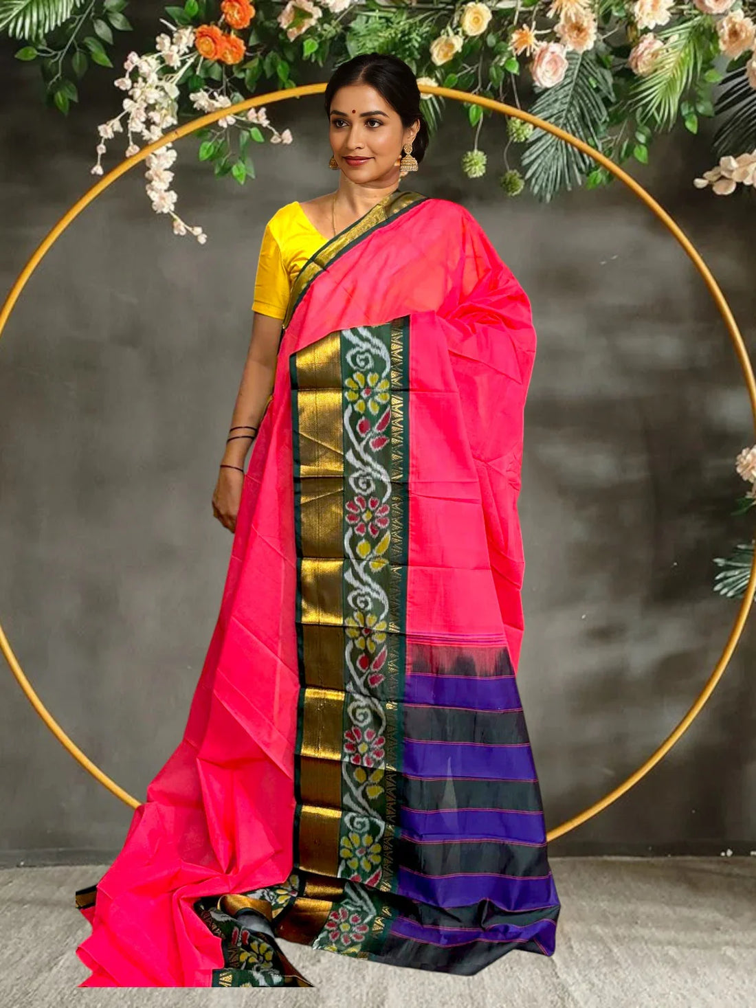 PURE GADWAL COTTON SARI ORANGE - pochampallysarees.com