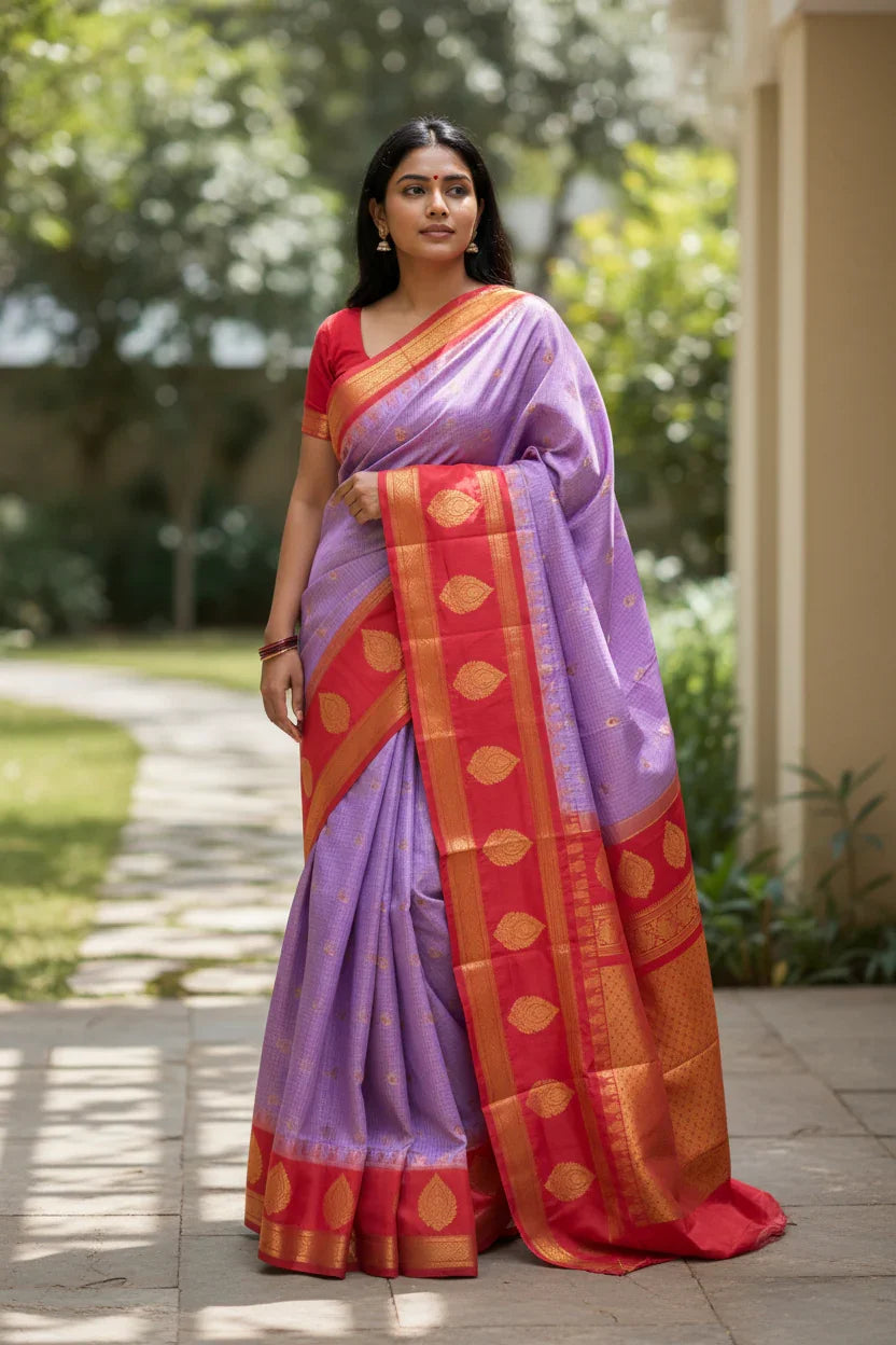 GADWAL SILK PURPLE SARI - pochampallysarees.com