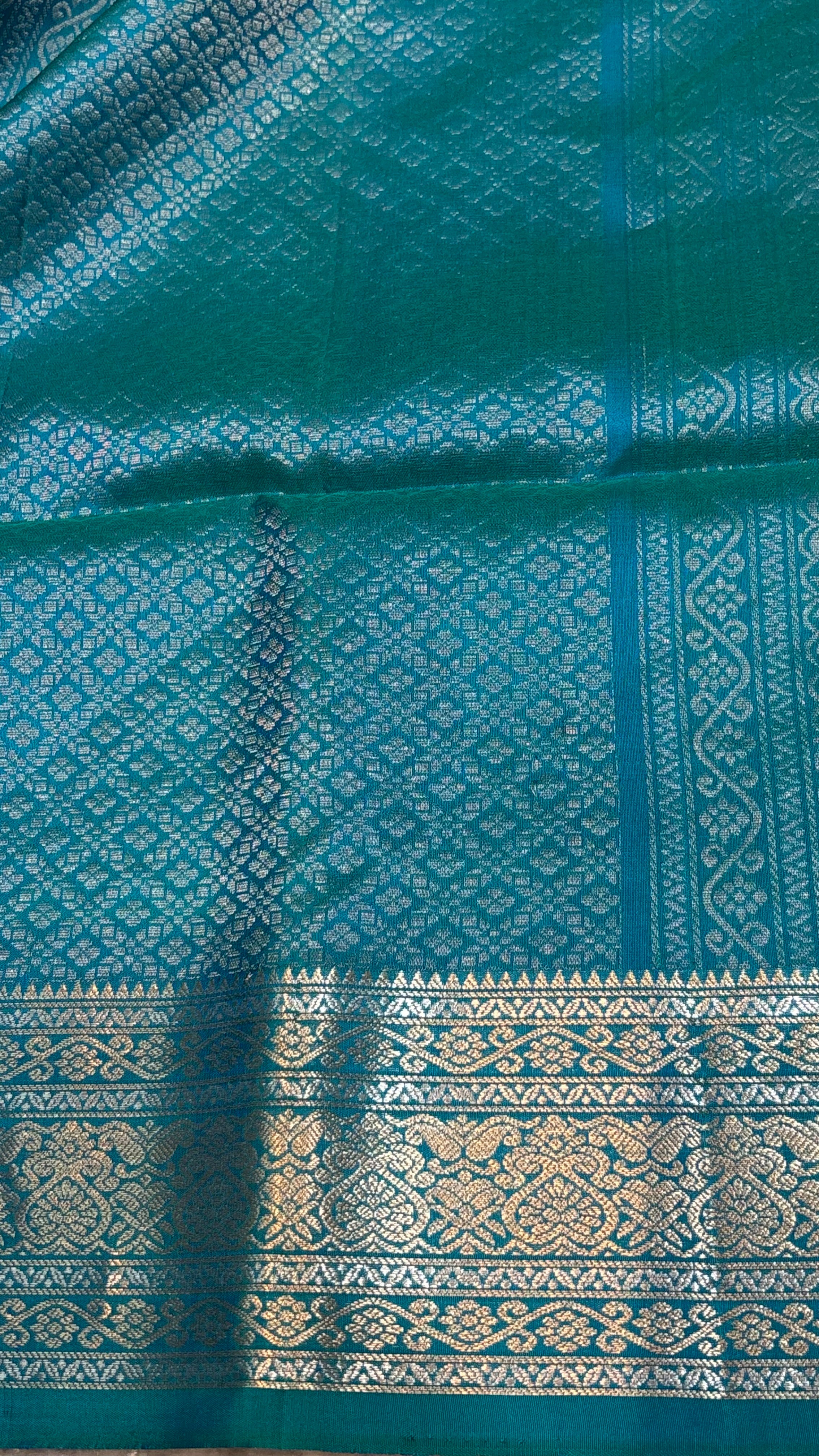 Kanchi Soft Silk Ikat Orange and Blue Saree