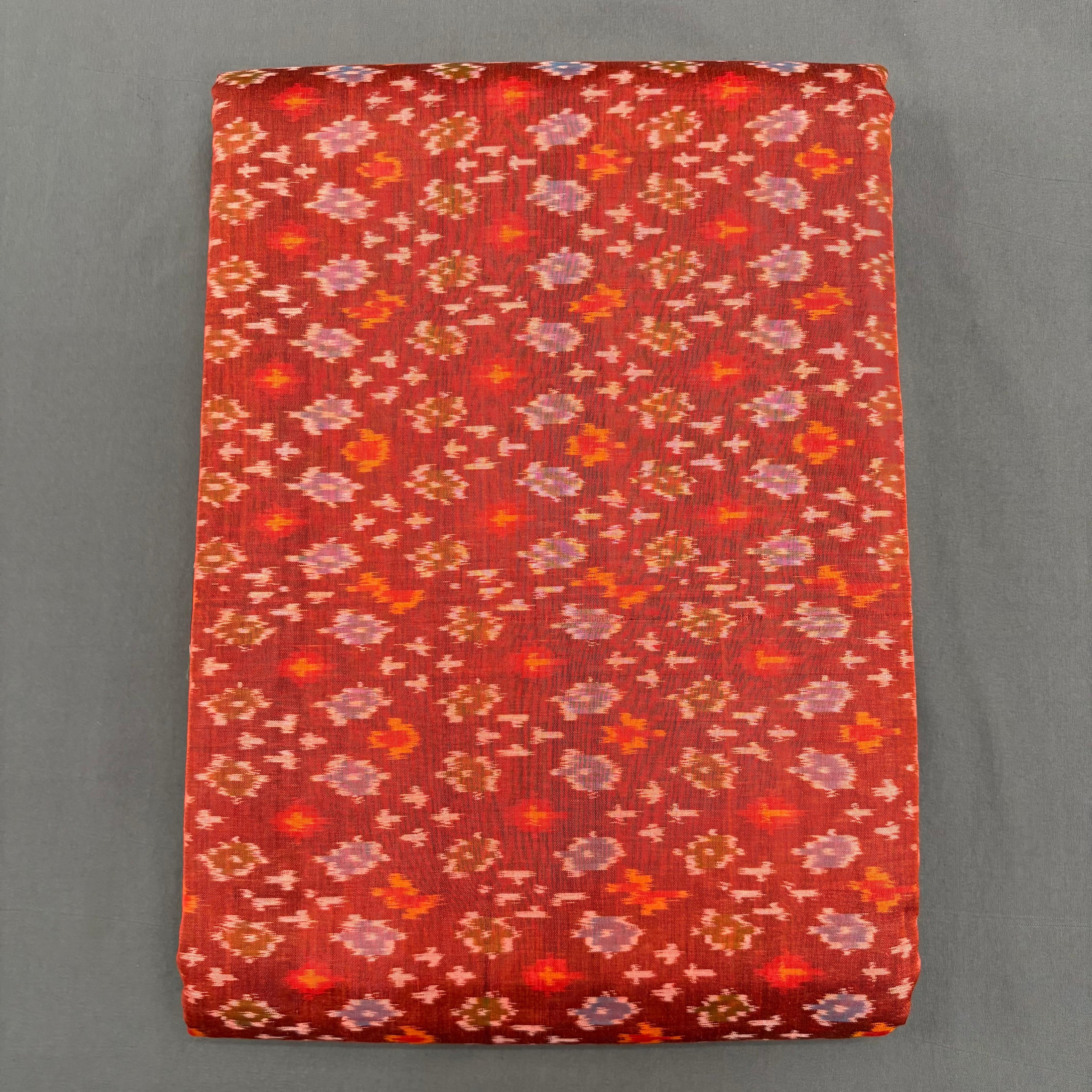POCHAMPALLY IKKAT SICO RED COLOR FABRIC - pochampallysarees.com