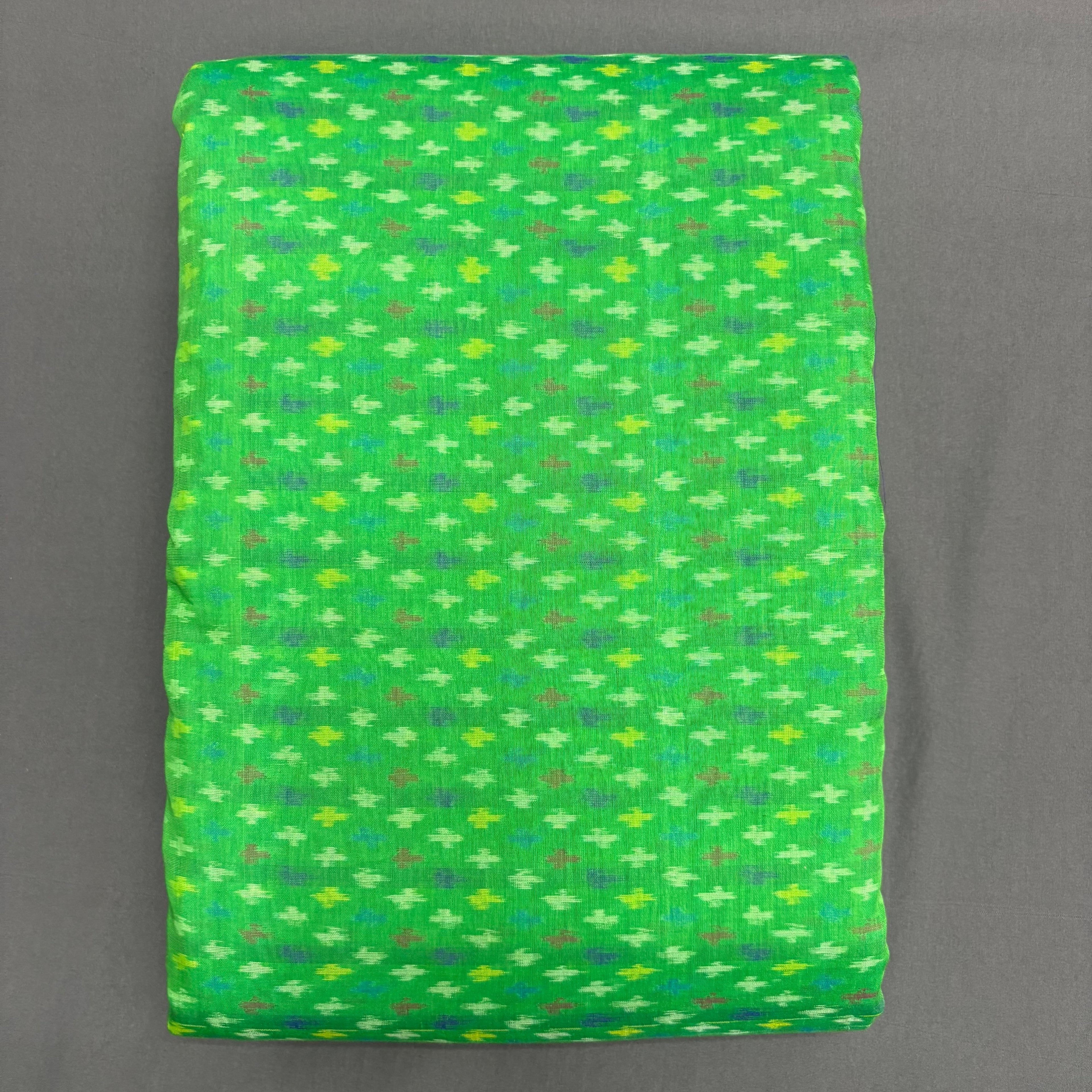 POCHAMPALLY IKKAT SICO GREEN FABRIC - pochampallysarees.com