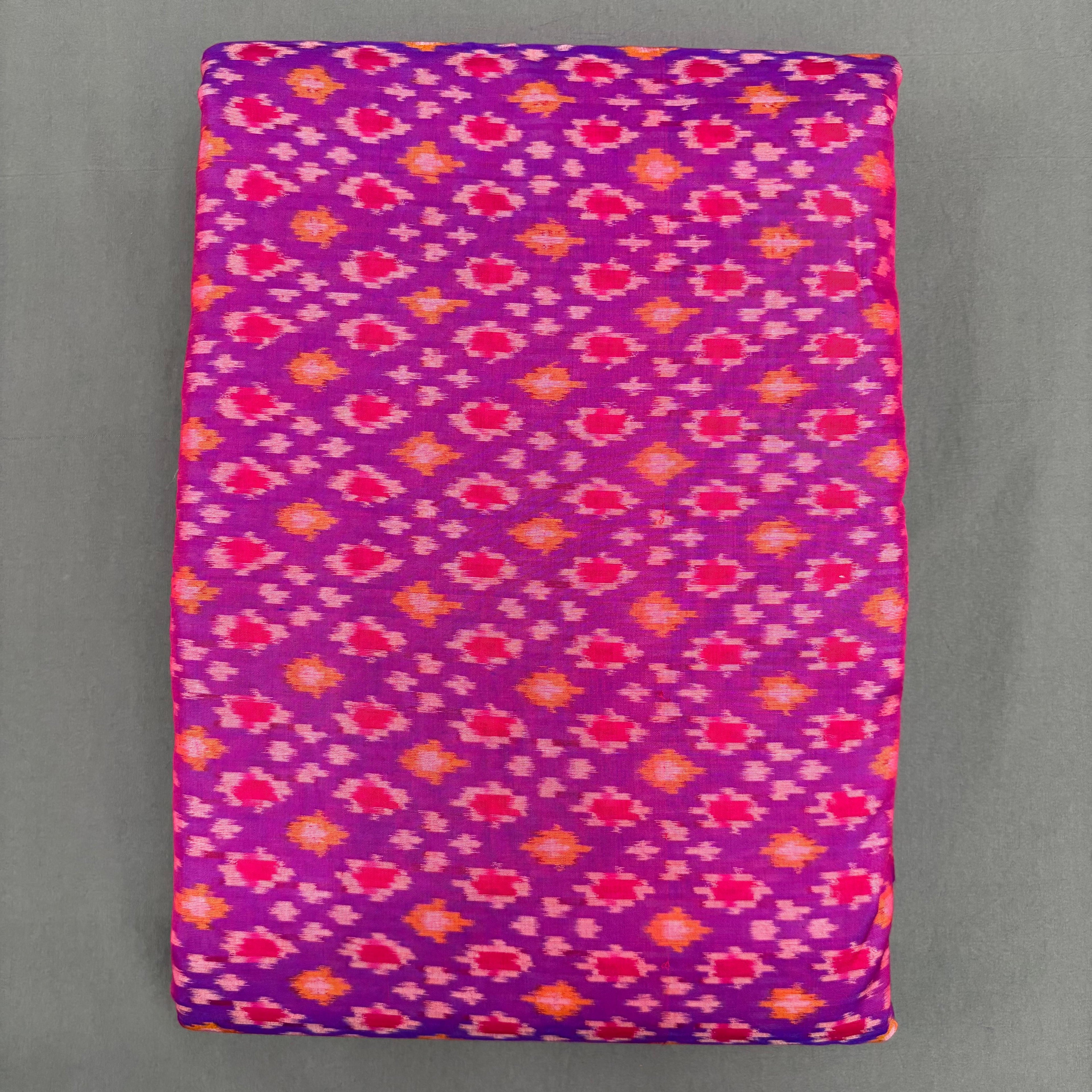 POCHAMPALLY IKKAT SICO PINK COLOR FABRIC - pochampallysarees.com