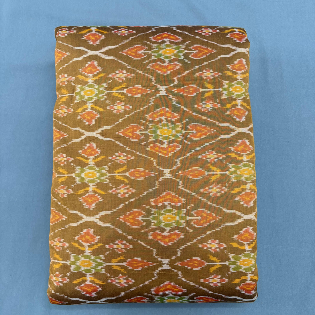 POCHAMPALLY IKKAT SICO BROWN COLOR FABRIC - pochampallysarees.com