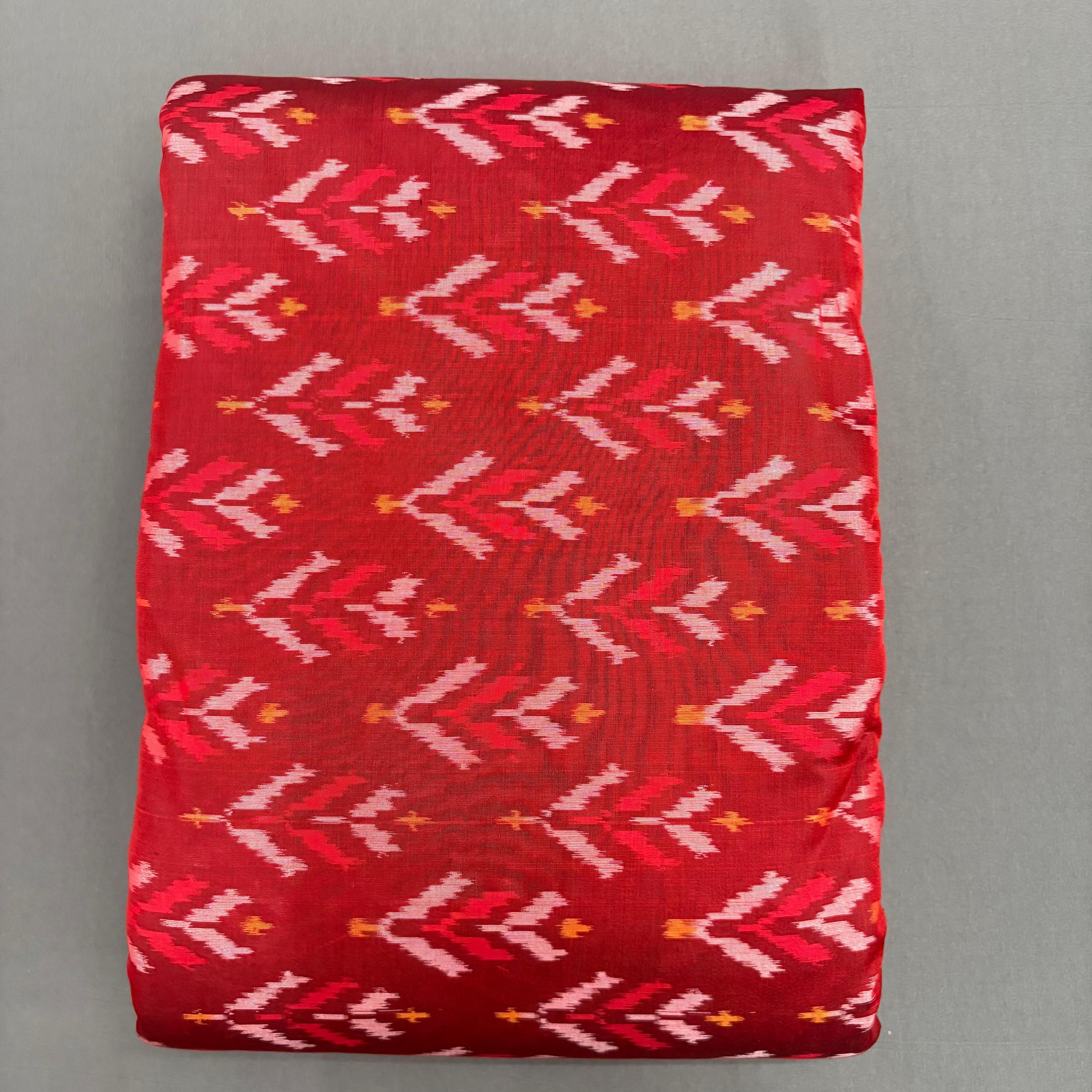 POCHAMPALLY IKKAT SICO MAROON FABRIC - pochampallysarees.com