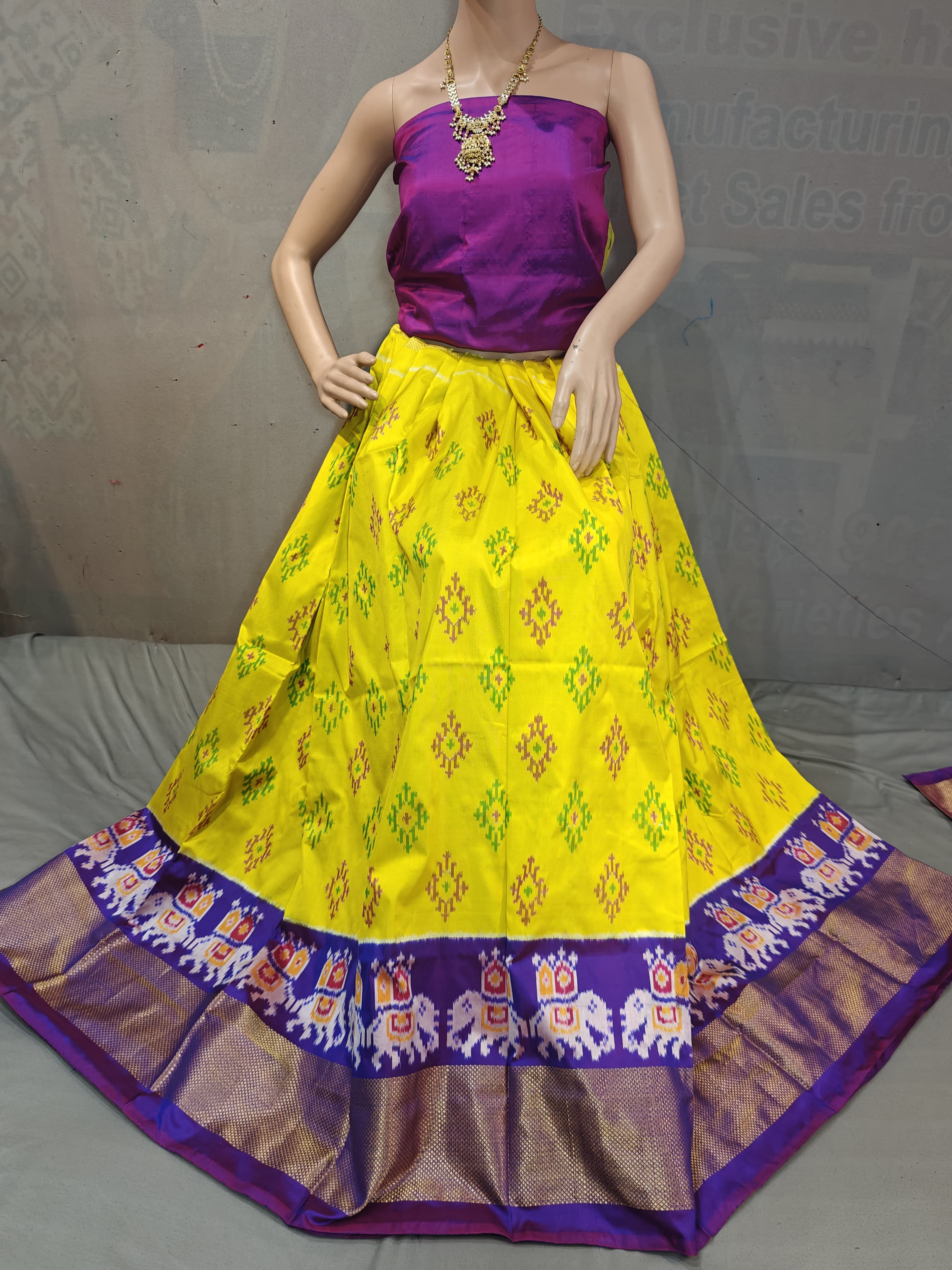 Pochampally Ikkat Silk Lehenga