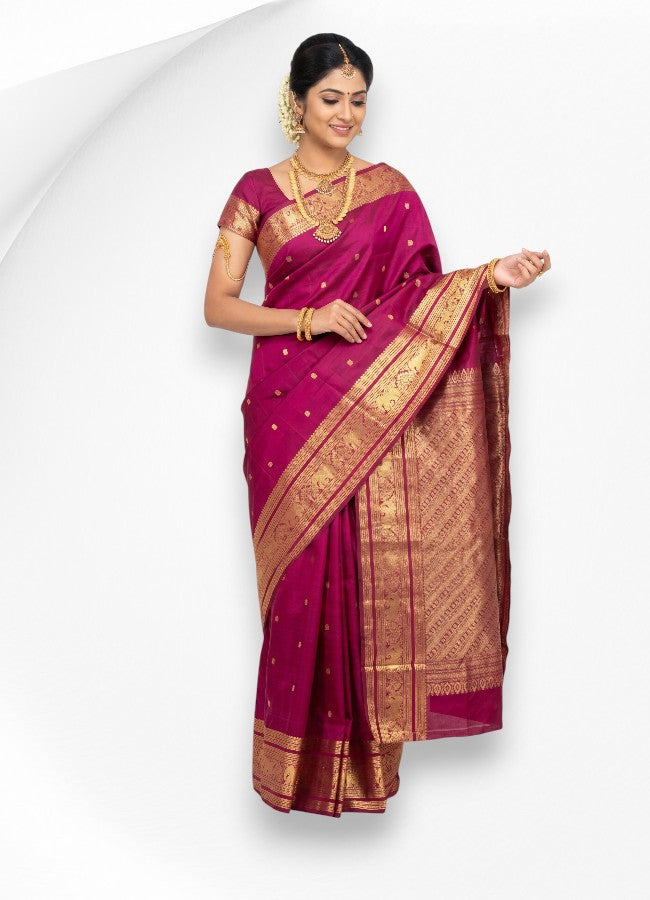 Authentic Pure Kanchi Pattu Sarees in Magenta | Buy Online