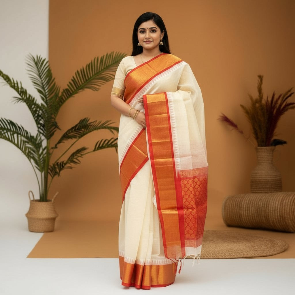 Kuppadam-Cream-Red-Sari-pochampallysarees.com