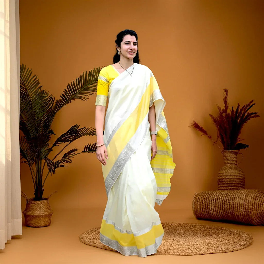 Kuppadam-Cream-Yellow-Sari-pochampallysarees.com