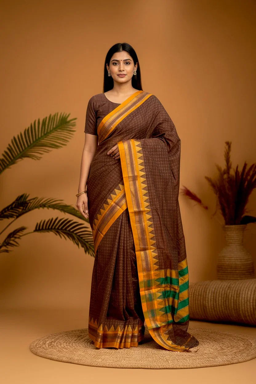 MANGALAGIRI COTTON SAREE RUNNING BLOUSE - pochampallysarees.com