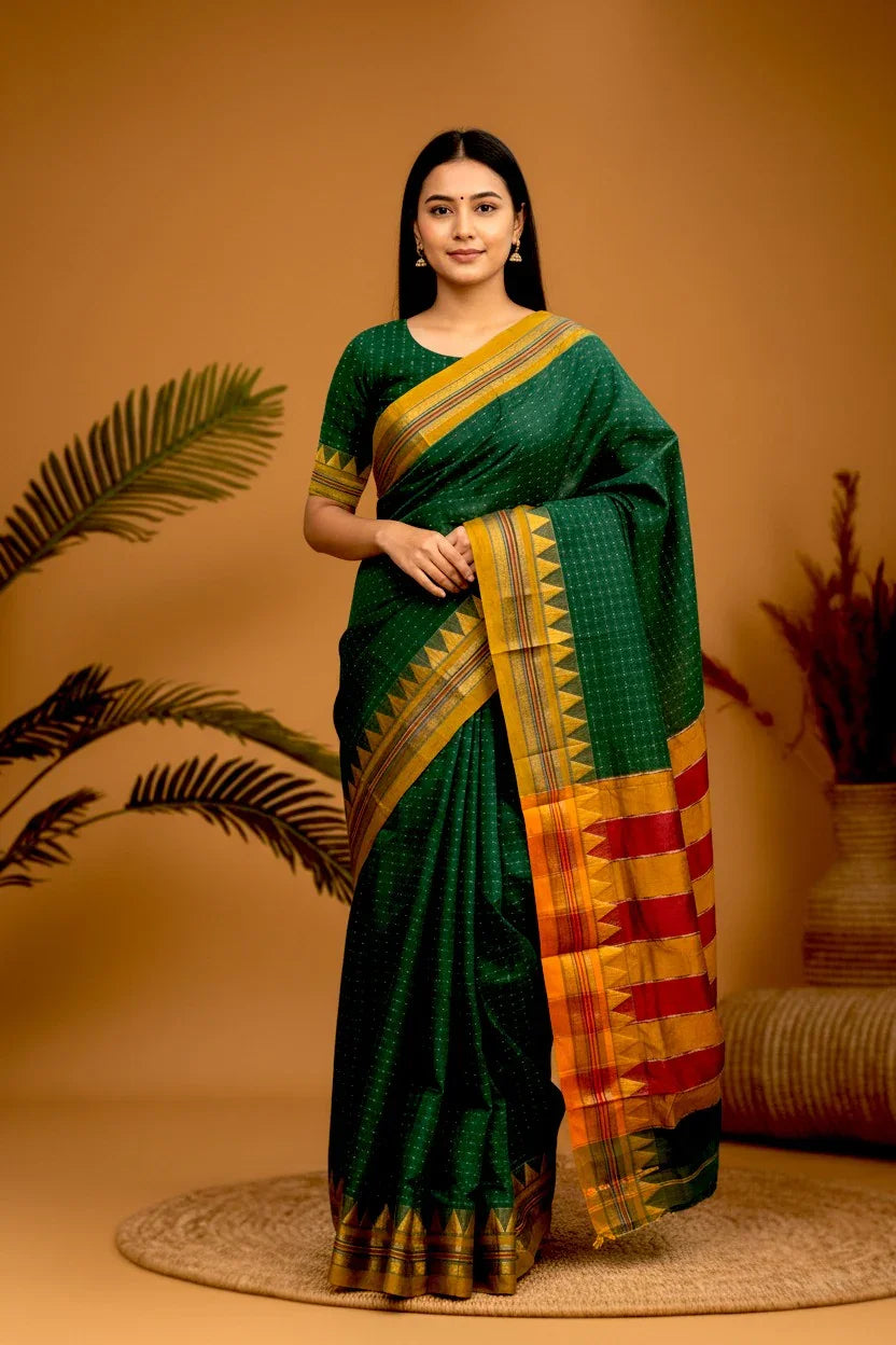 MANGALAGIRI COTTON SAREE RUNNING BLOUSE - pochampallysarees.com