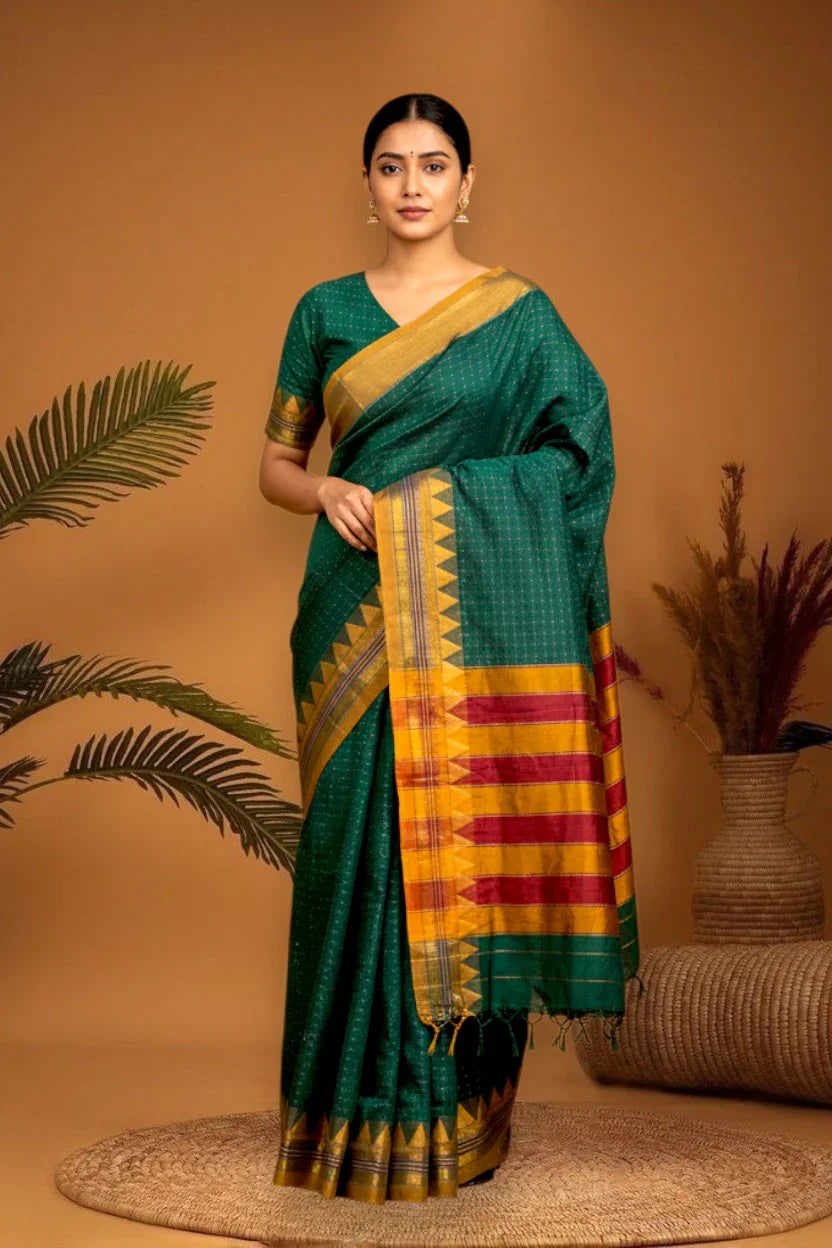 MANGALAGIRI COTTON SAREE RUNNING BLOUSE - pochampallysarees.com